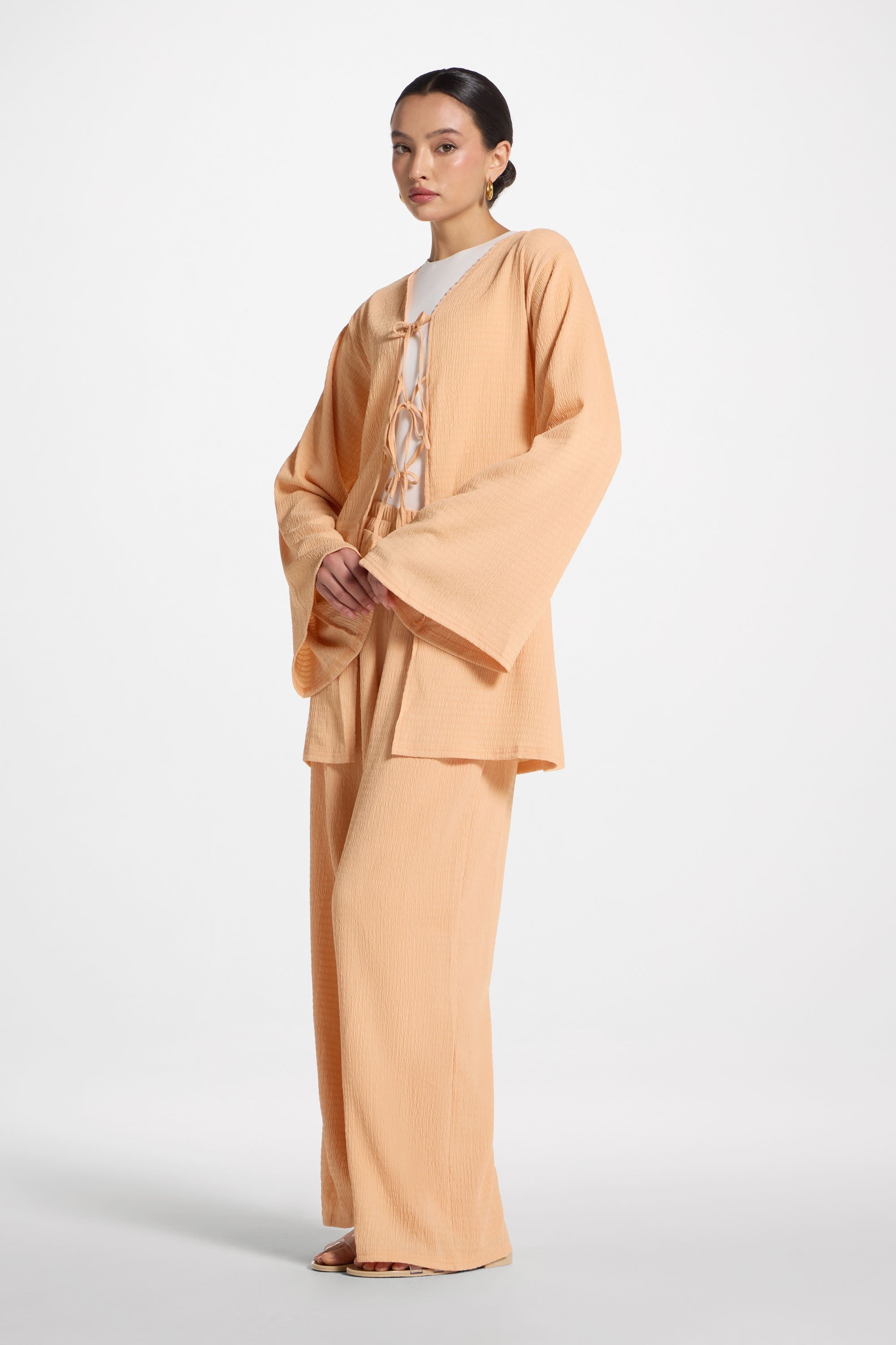 Layla Matching Top & Pants Set - Summer Peach Abayas Veiled