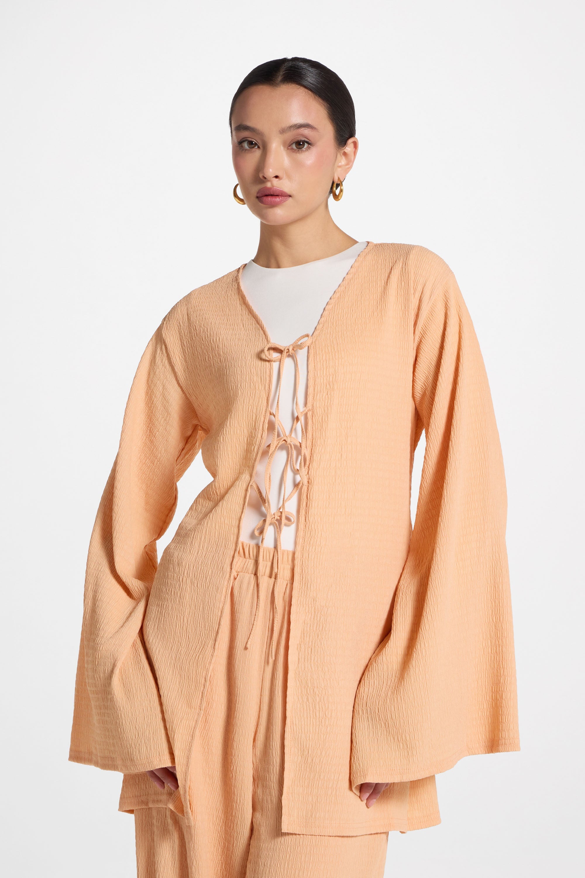 Layla Matching Top & Pants Set - Summer Peach Abayas Veiled