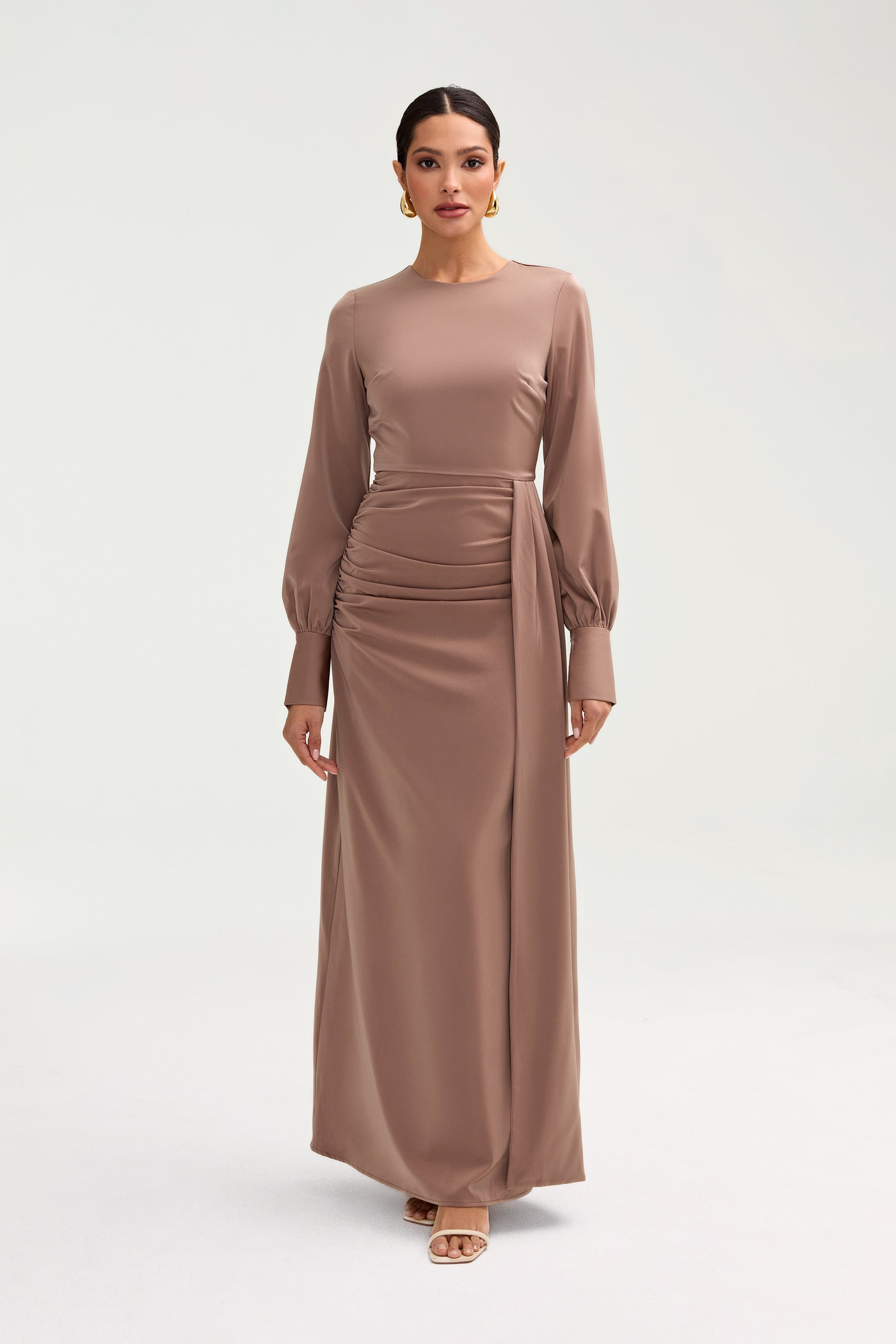 Batool Satin Maxi Dress - Deep Taupe