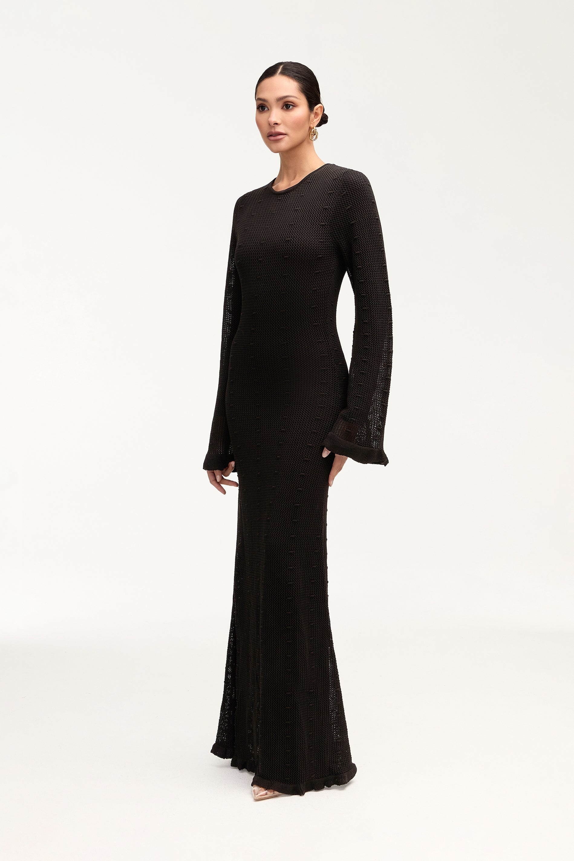 Leilani Crochet Maxi Dress - Black Clothing Veiled 