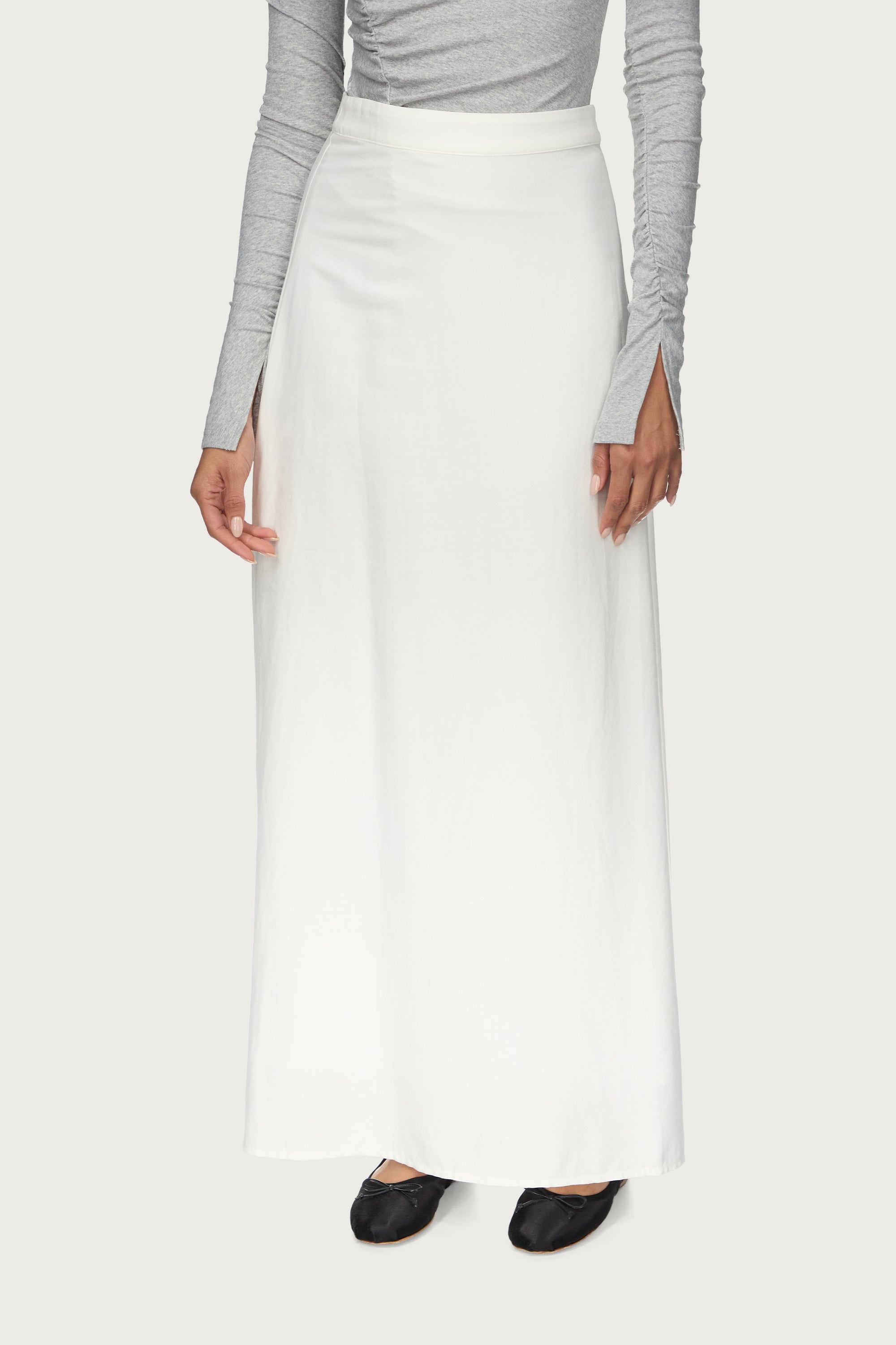 Linen A-Line Maxi Skirt - White Abayas Veiled