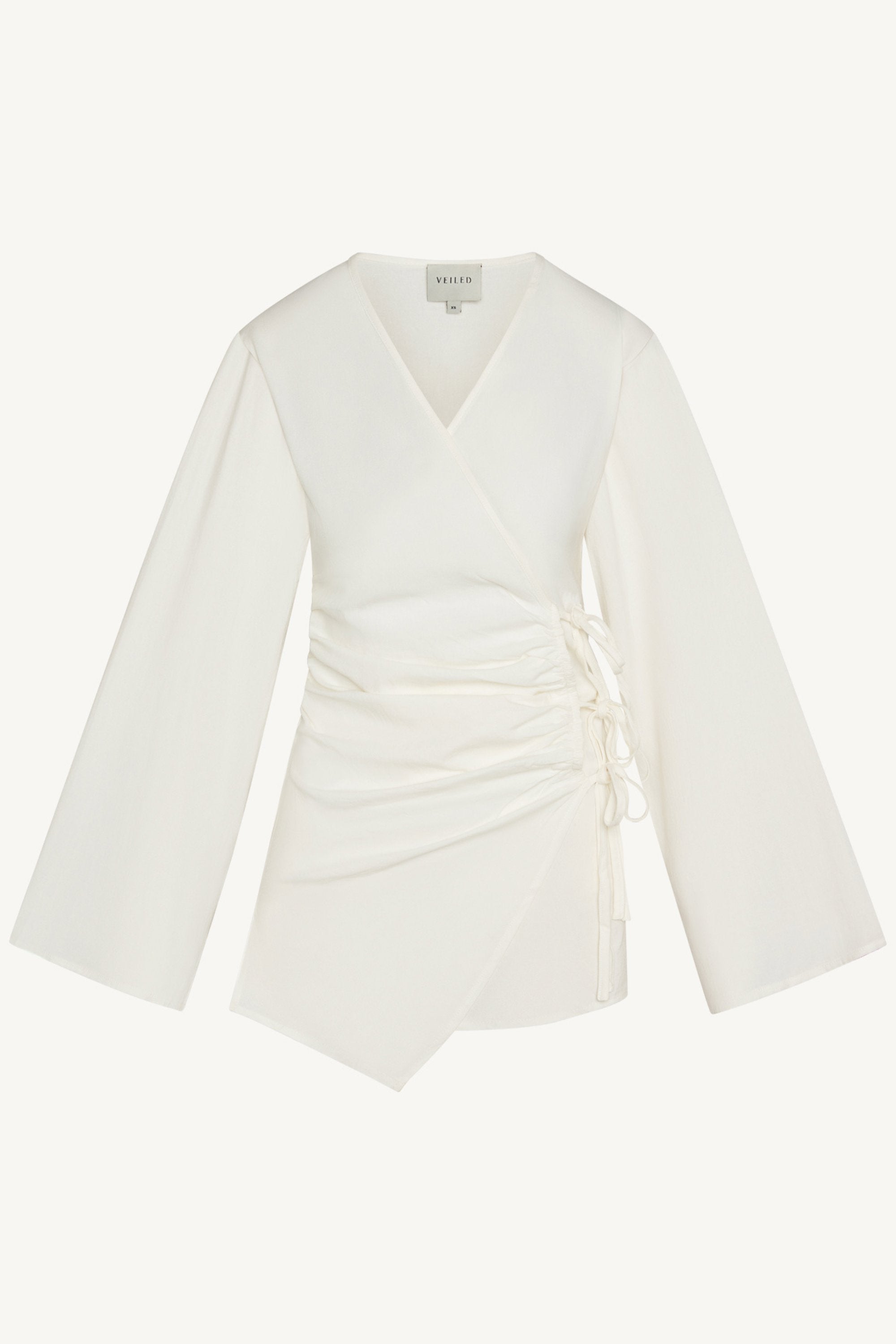 Linen Asymmetric Tie Top - White Abayas Veiled