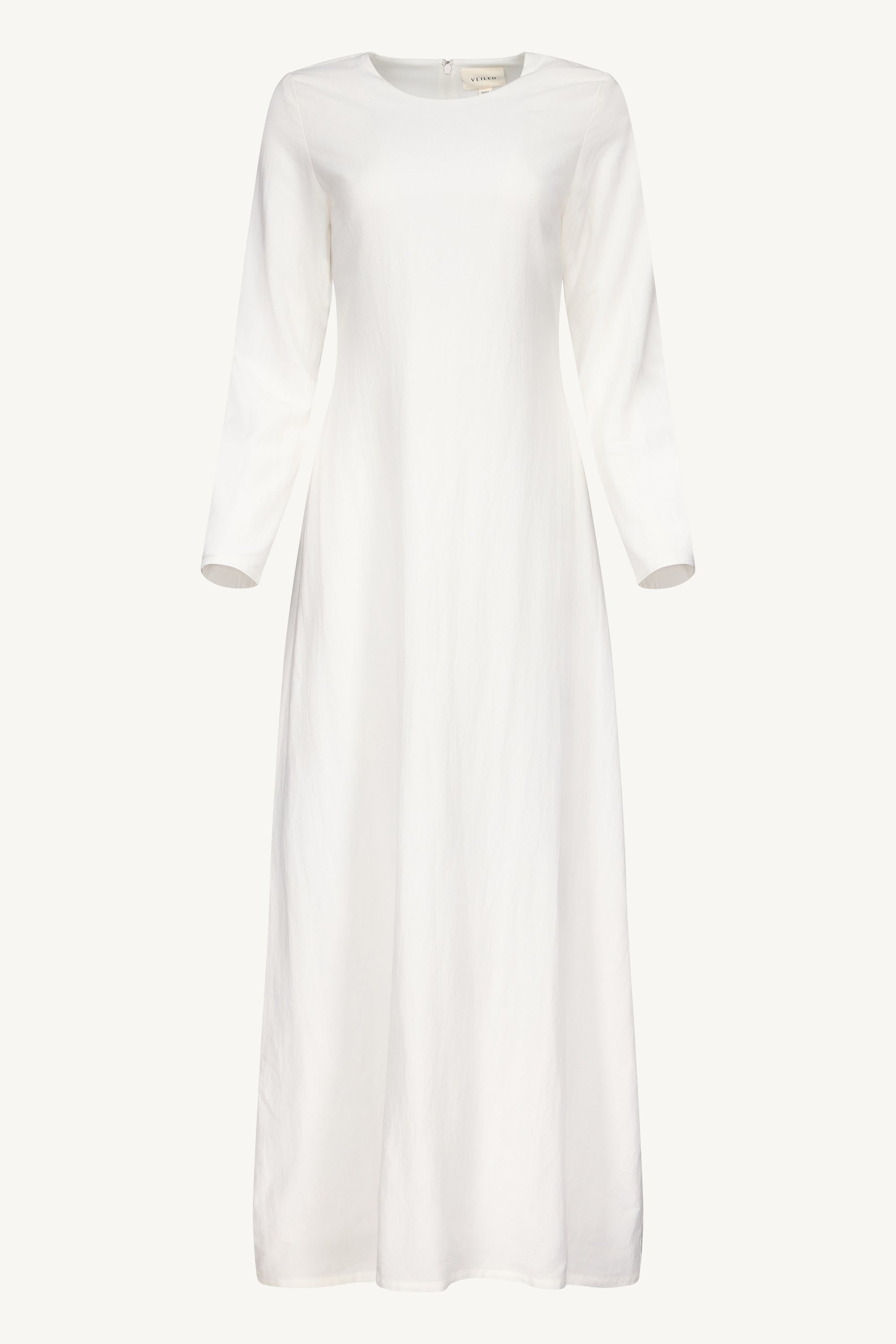 Linen Blend Basic Inner Maxi Dress - White Dresses Veiled