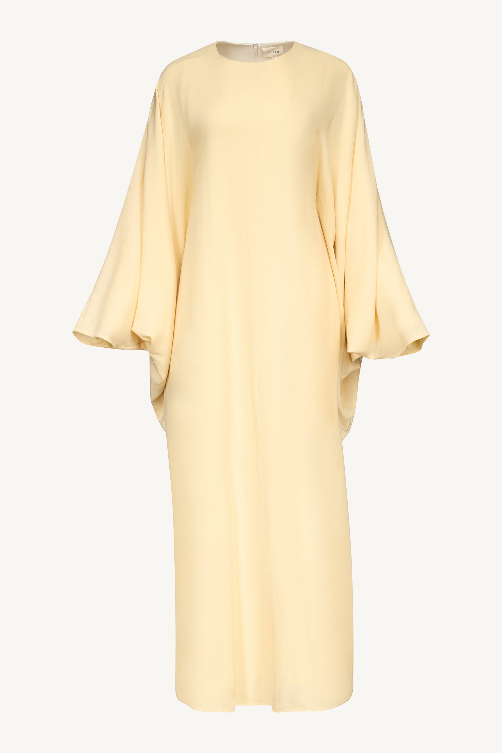 Linen Blend Butterfly Inner Tie Maxi Dress - Butter Yellow Abayas Veiled
