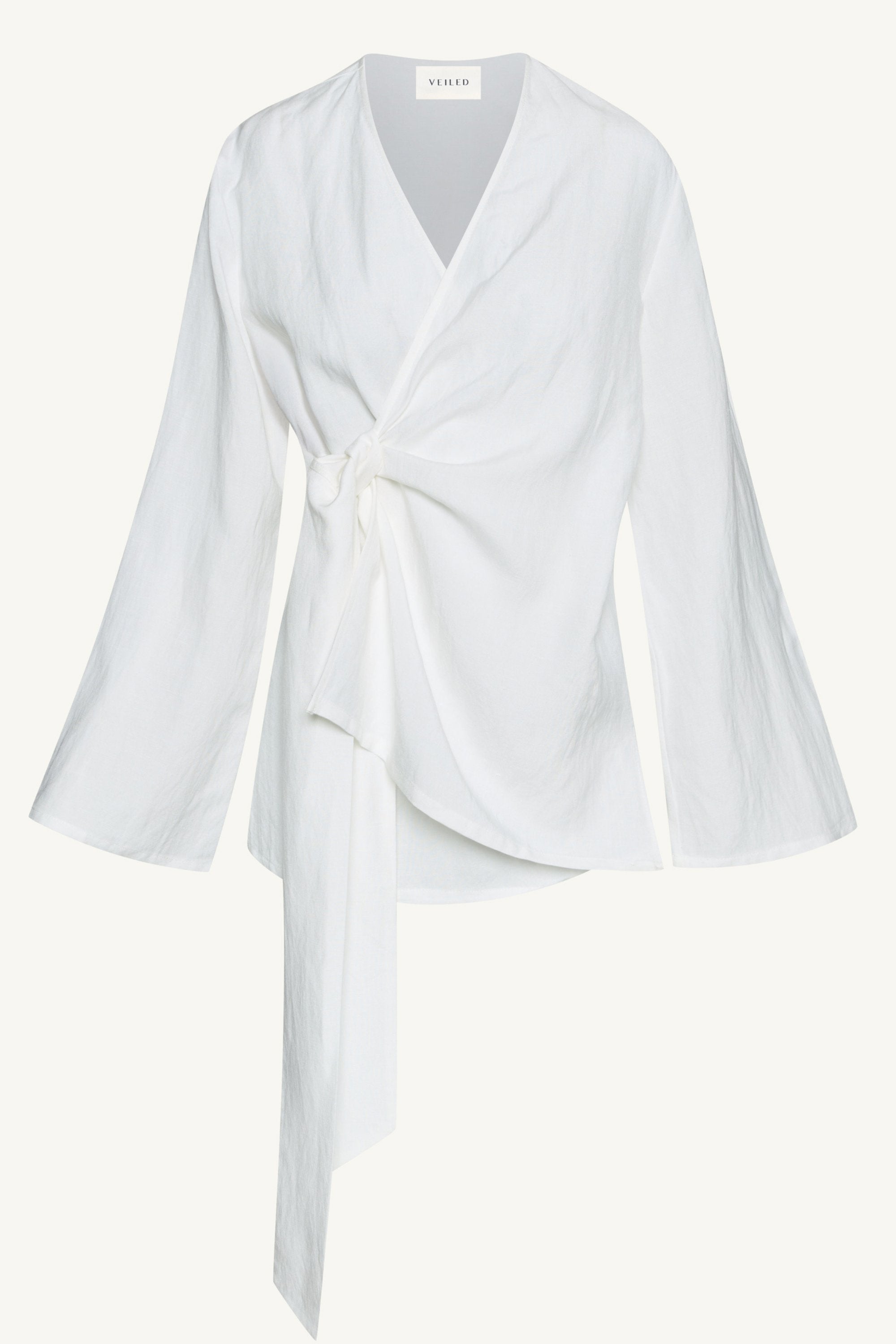 Linen Blend Kimono Top - Off White Dresses Veiled