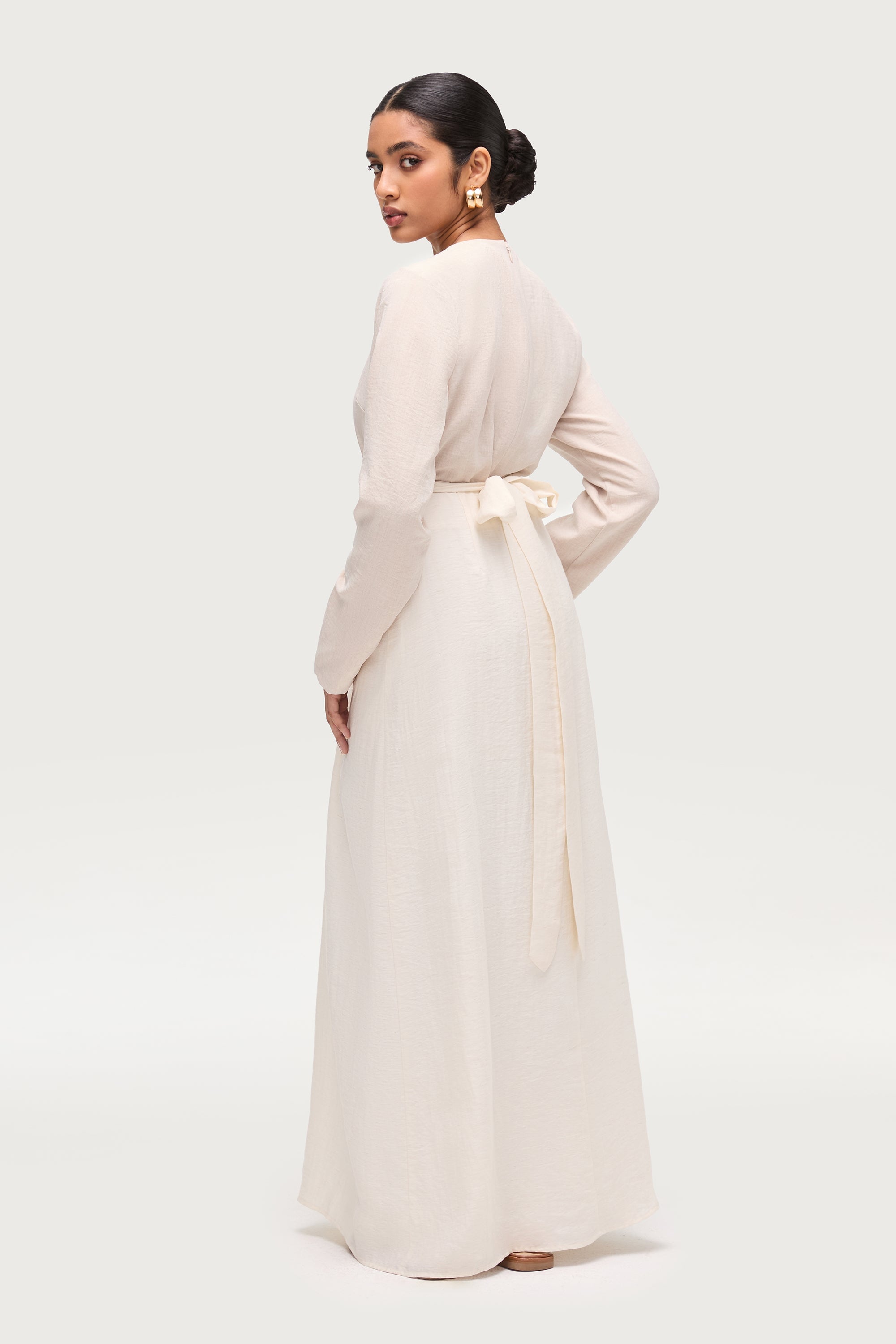 Linen Blend Tie Waist Maxi Skirt - Ivory Dresses Veiled