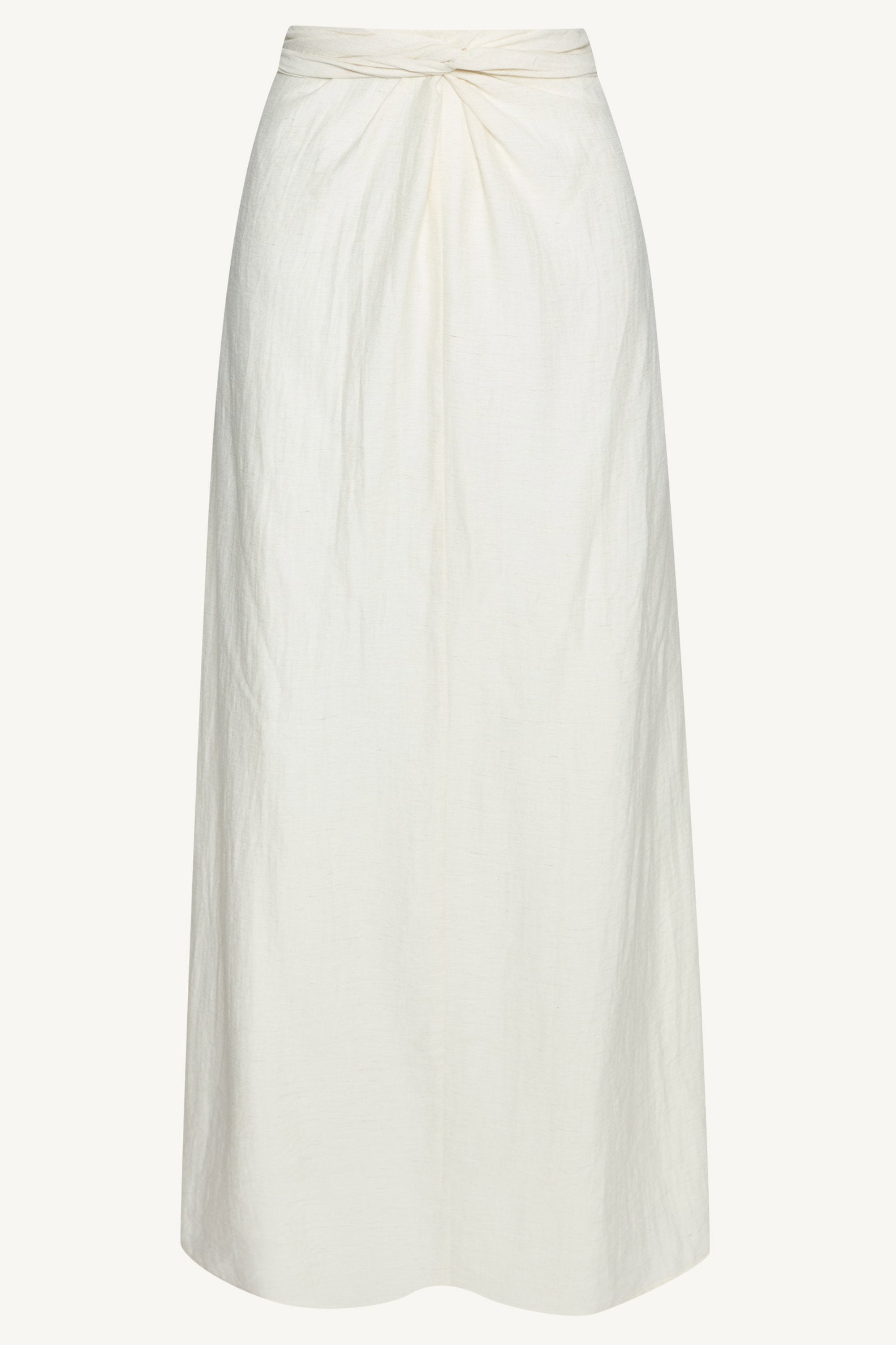 Linen Blend Tie Waist Maxi Skirt - Ivory Dresses Veiled