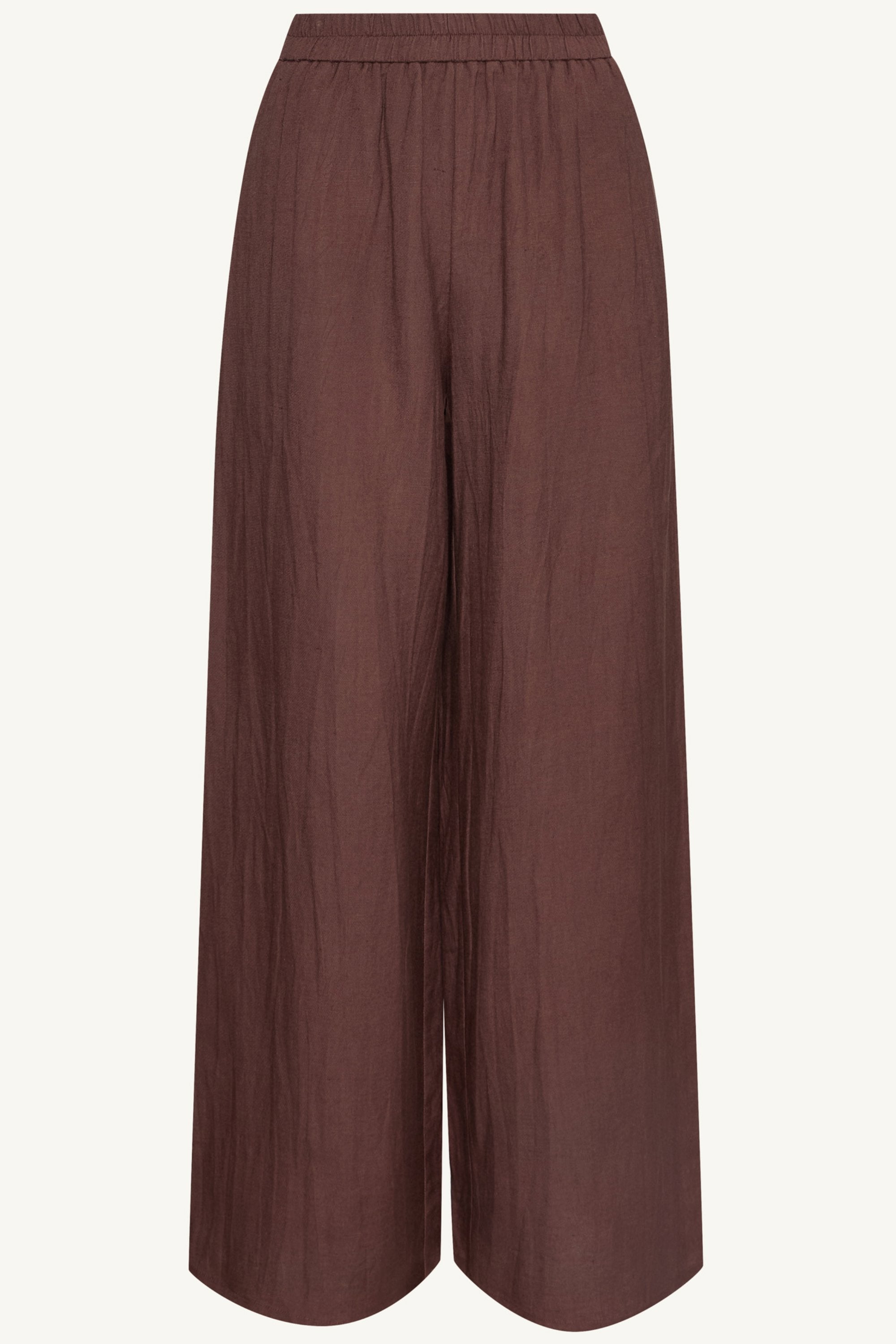 Linen Blend Wide Leg Pants - Chocolate Brown Dresses Veiled