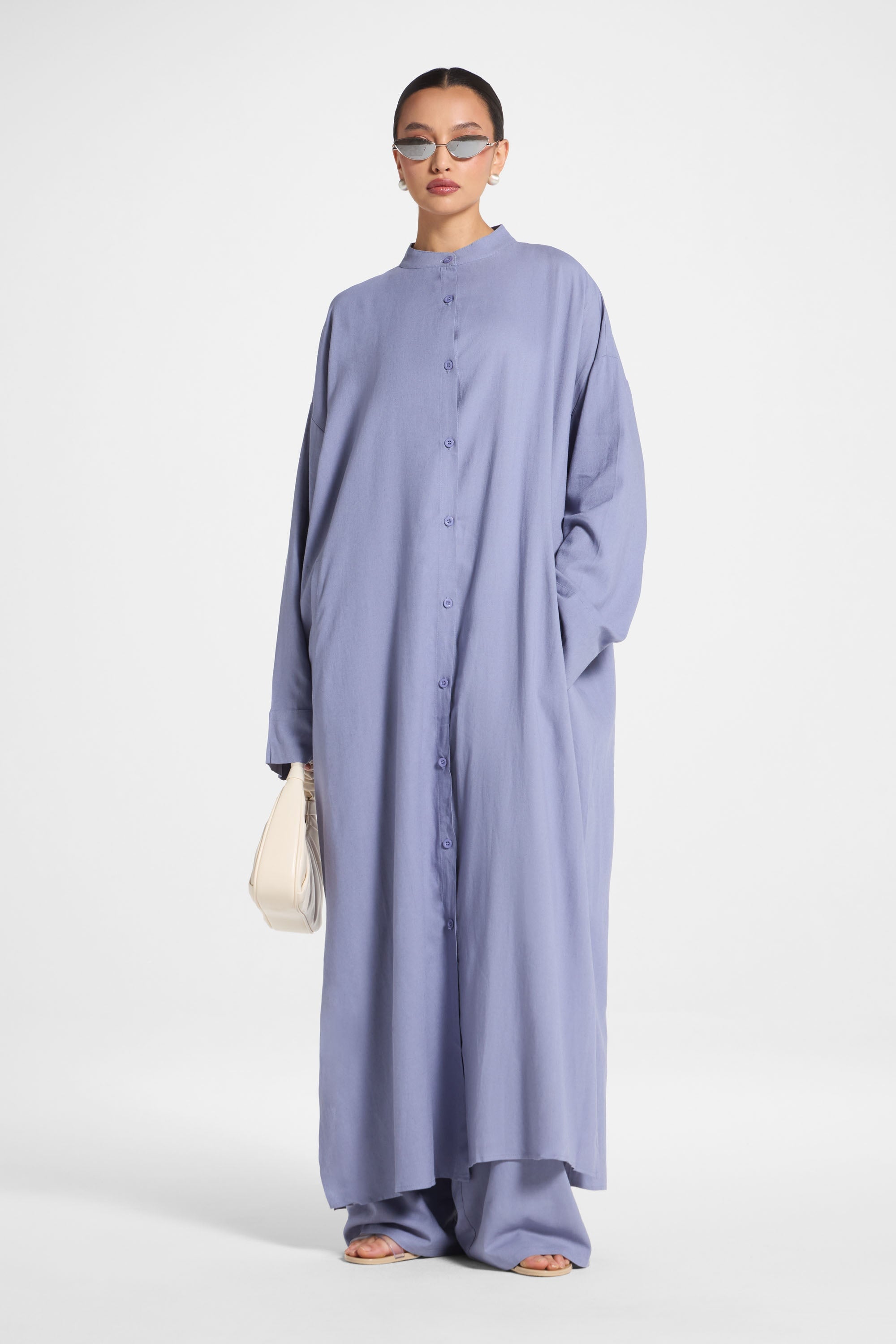 Linen Button Down Top & Pants Set - Dusk Abayas Veiled
