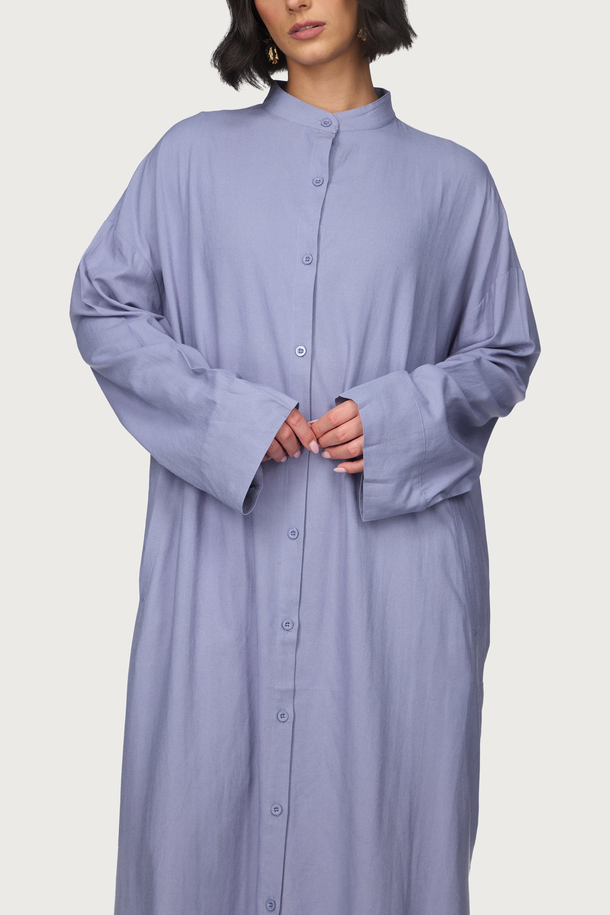 Linen Button Down Top & Pants Set - Dusk Abayas Veiled