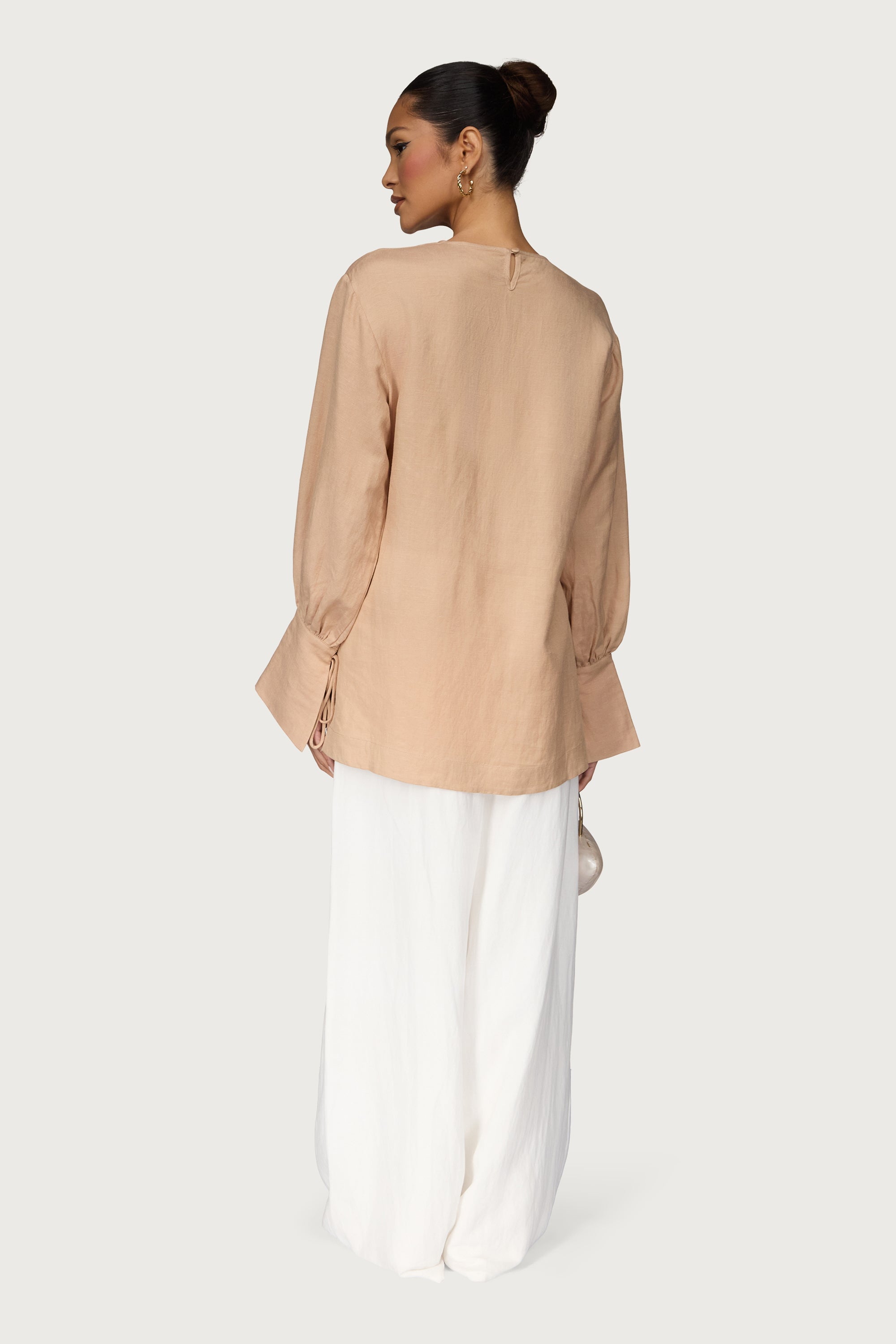 Linen Split Cuff Top Dresses Veiled