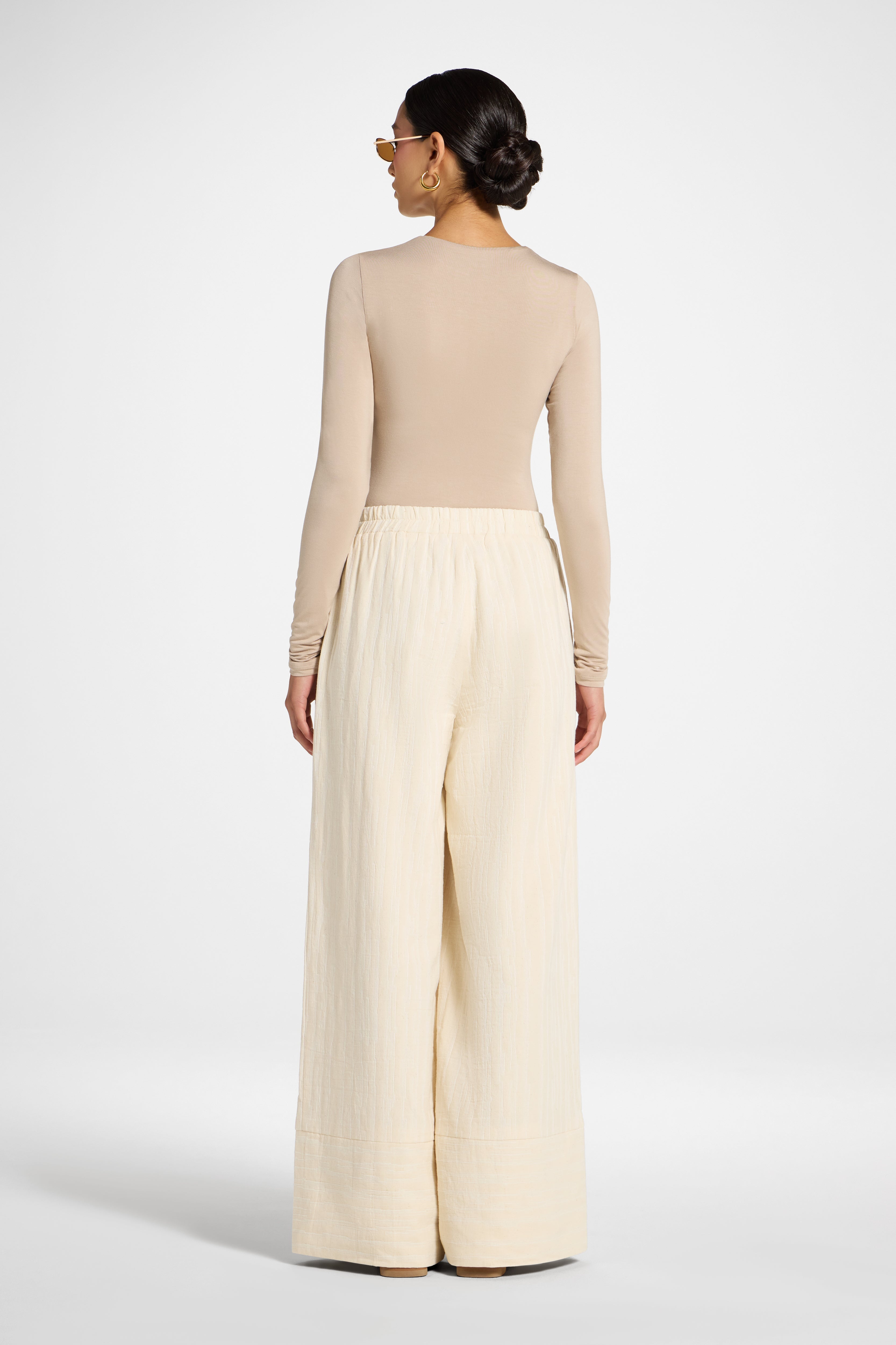 Linen Wide Leg Pants - Natural Abayas Veiled