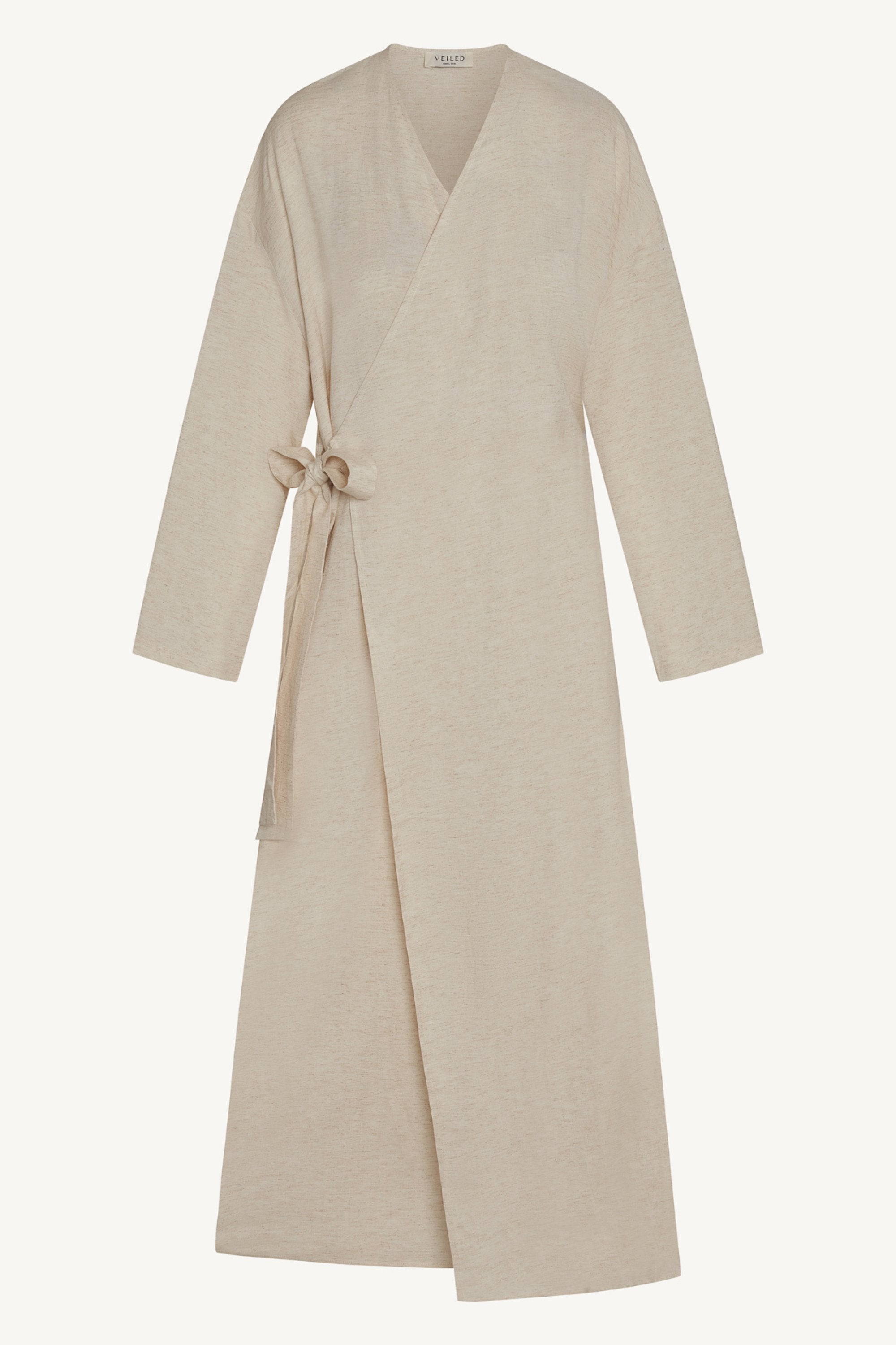 Linen Wrap Abaya Dress - Heather Beige Abayas Veiled