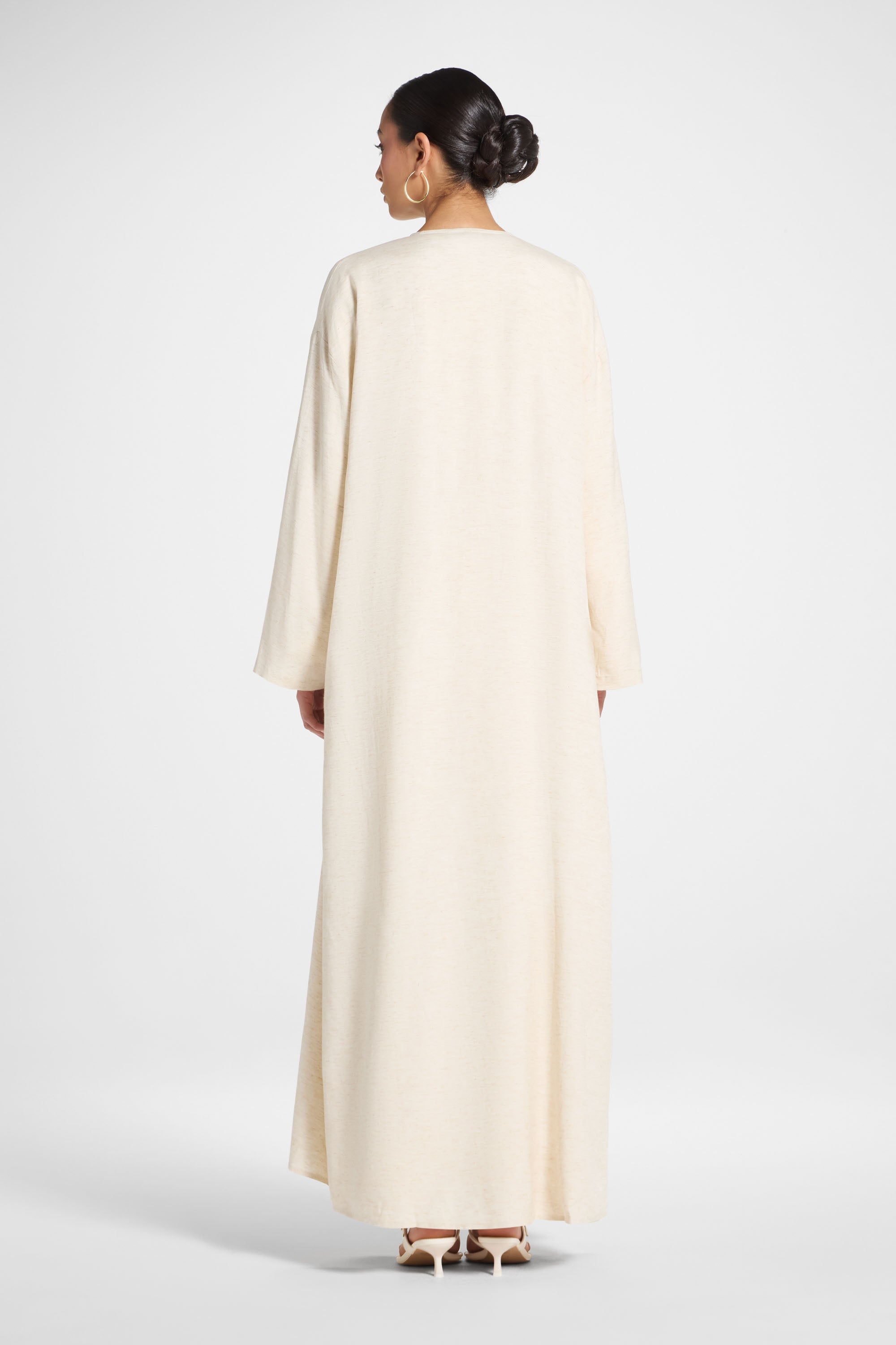 Linen Wrap Abaya Dress - Heather Beige Abayas Veiled