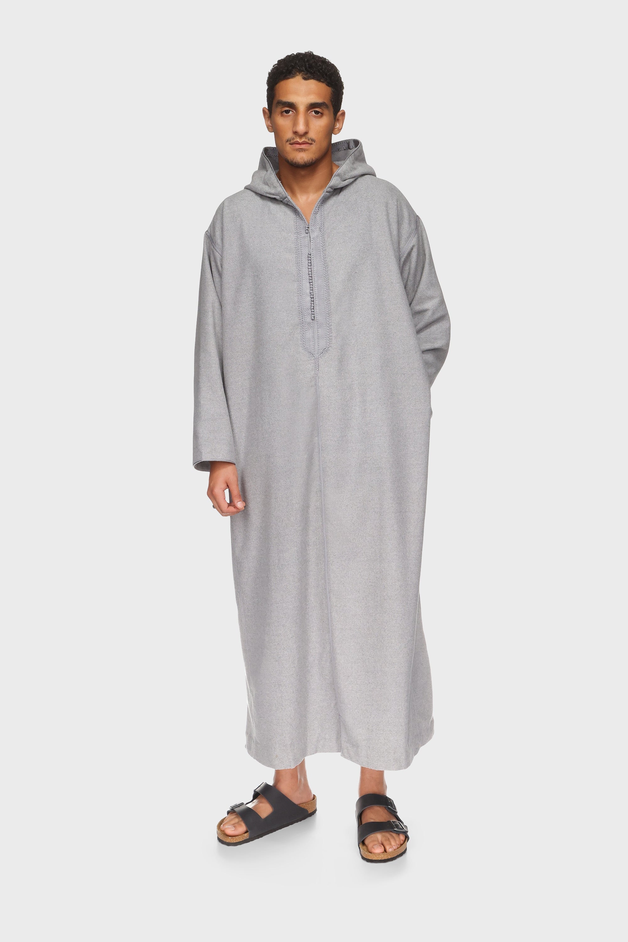 Liverpool Hooded Moroccan Thobe - Ash Grey Mens Veiled