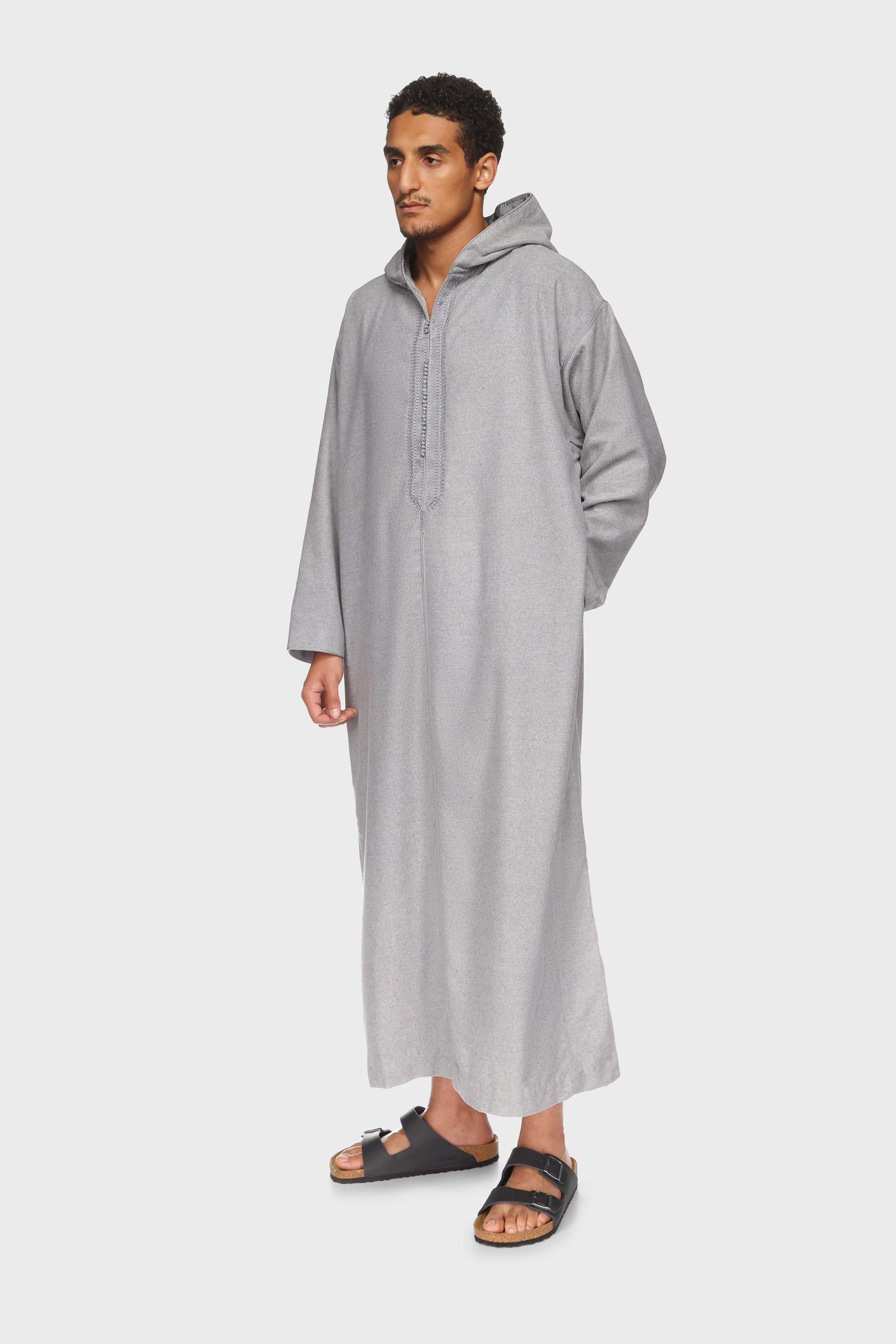 Liverpool Hooded Moroccan Thobe - Ash Grey Mens Veiled