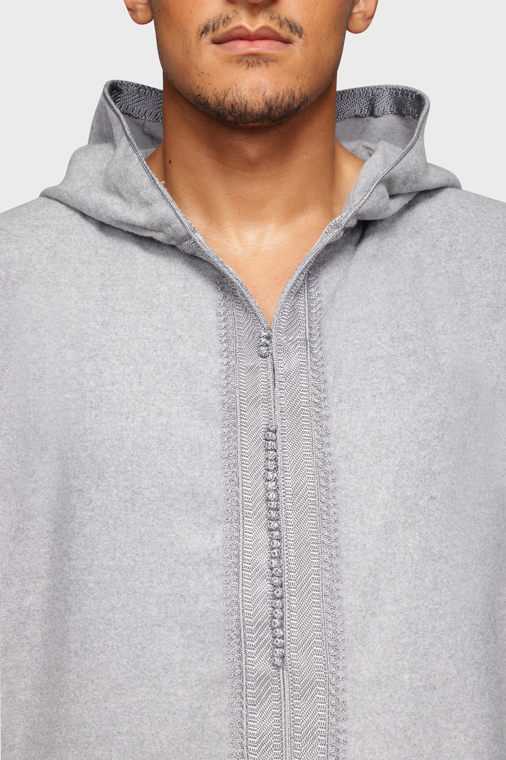 Liverpool Hooded Moroccan Thobe - Ash Grey Mens Veiled