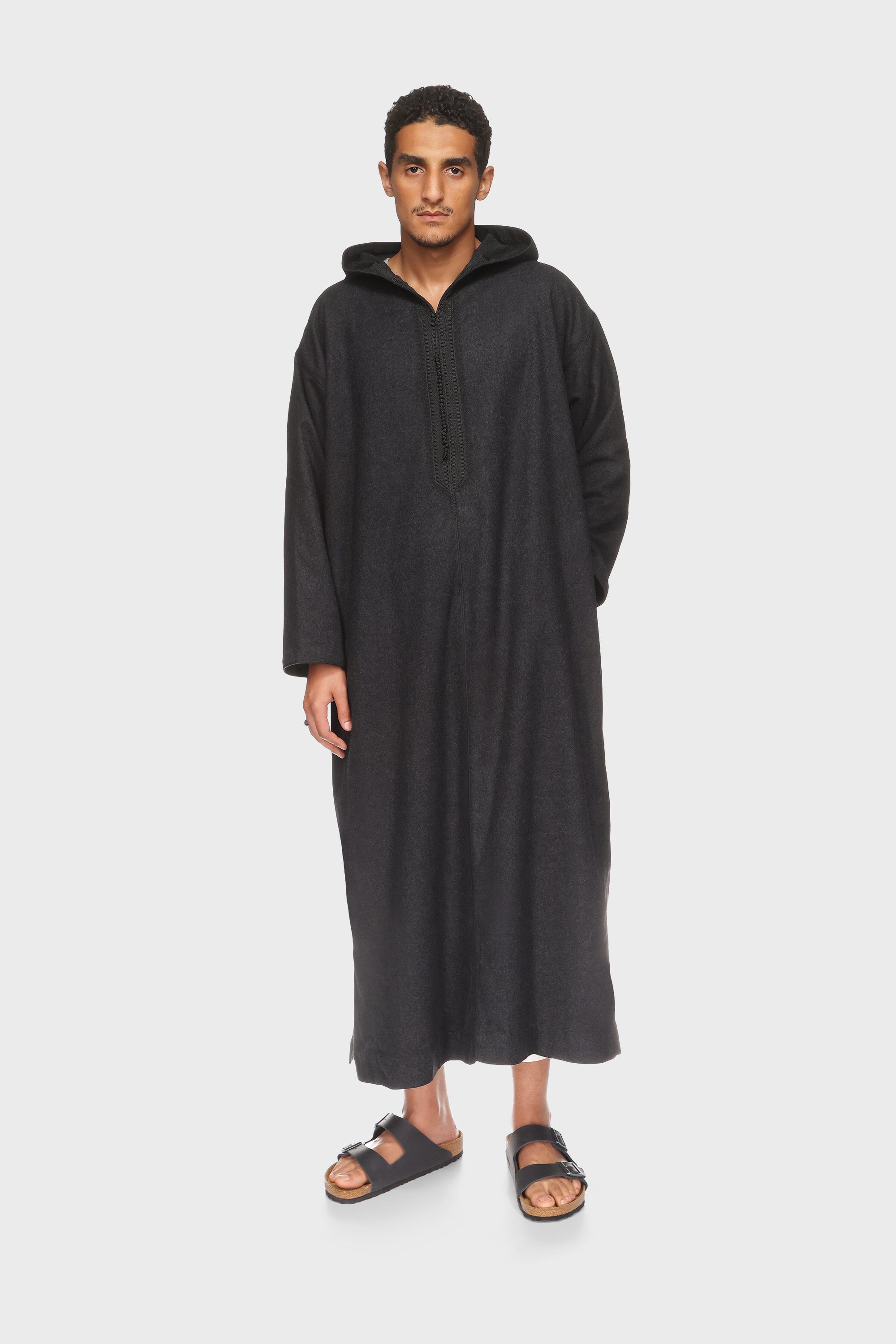 Liverpool Hooded Moroccan Thobe - Black Mens Veiled