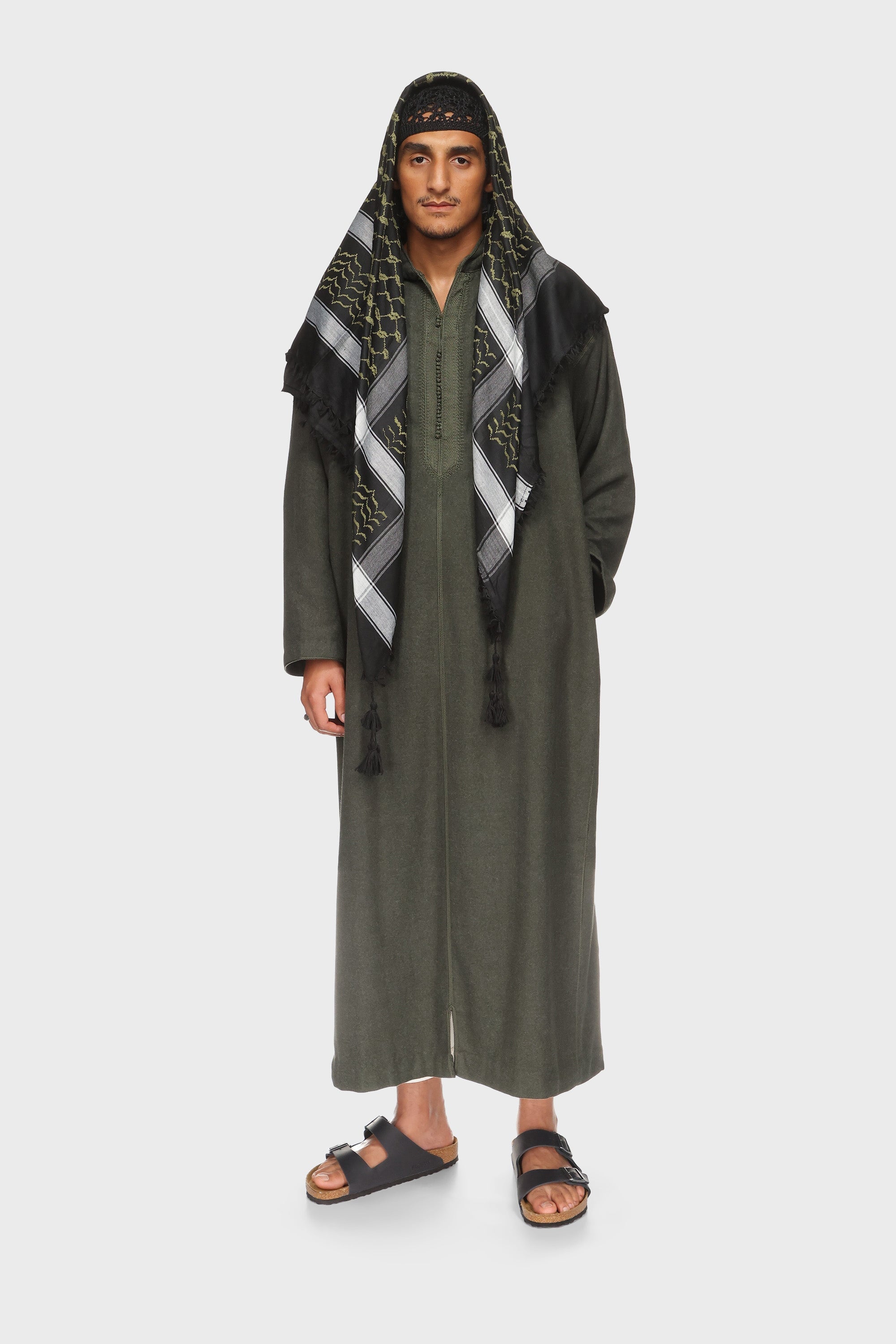 Liverpool Hooded Moroccan Thobe - Dark Green Mens Veiled