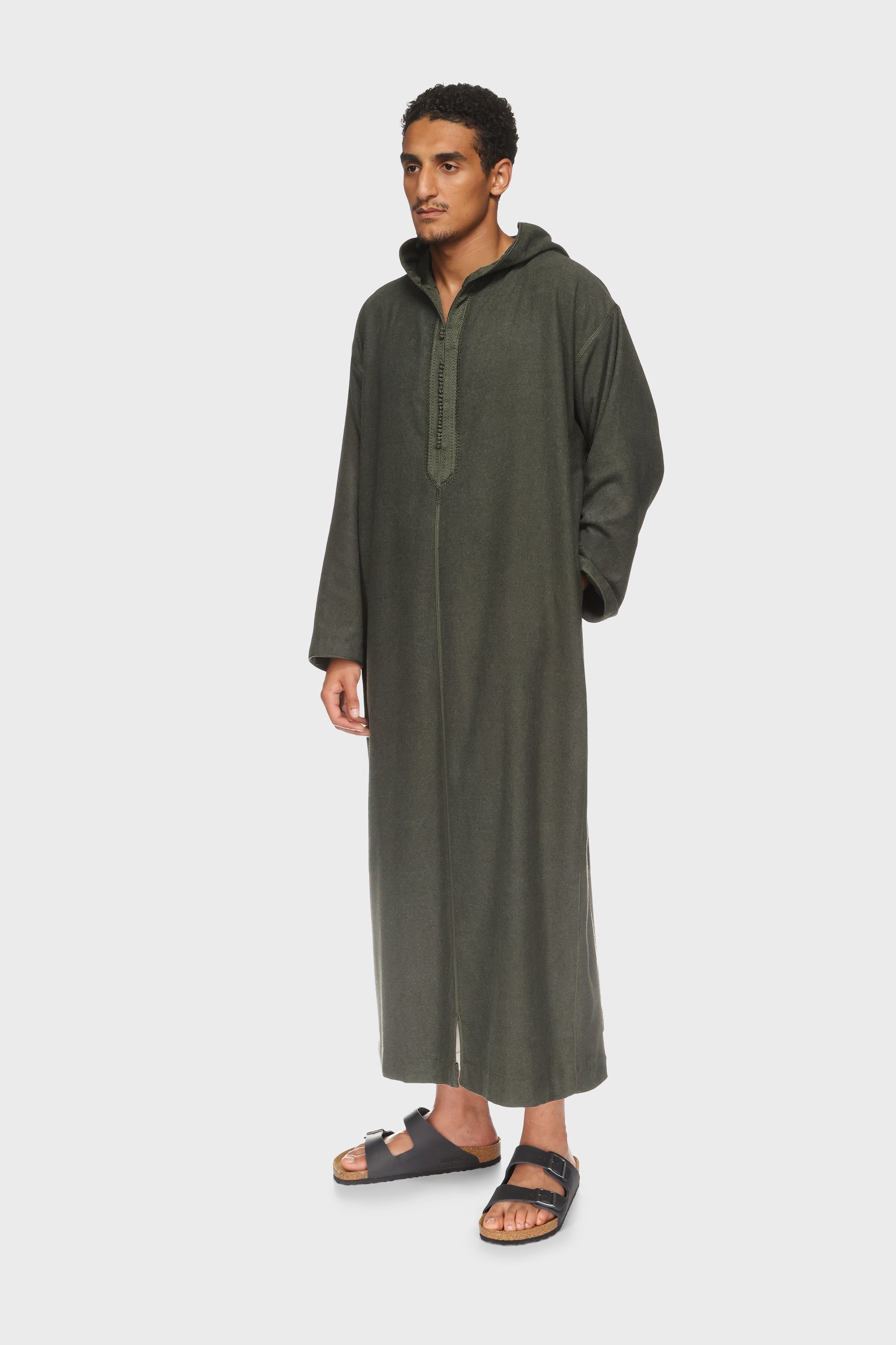 Liverpool Hooded Moroccan Thobe - Dark Green Mens Veiled