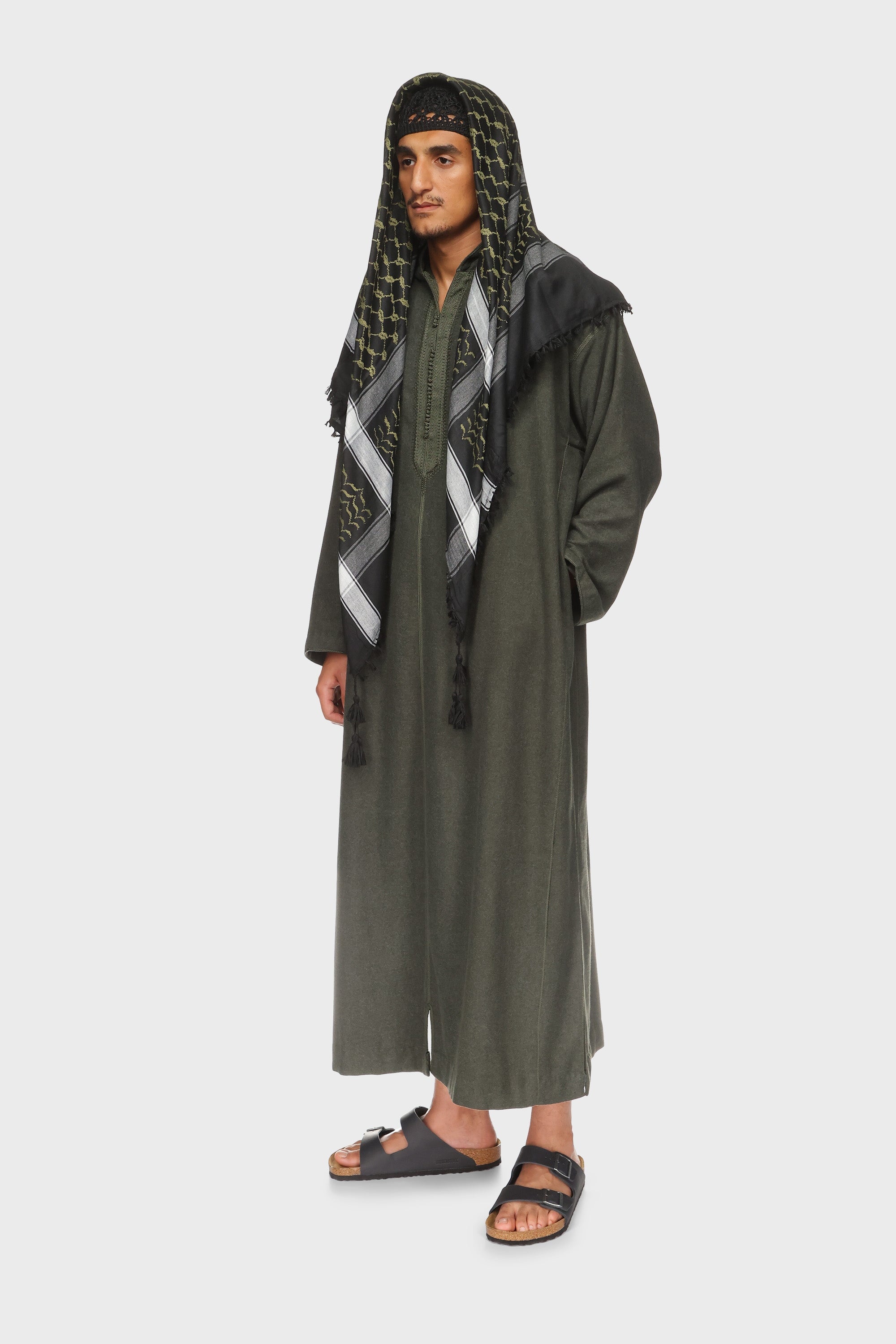 Liverpool Hooded Moroccan Thobe - Dark Green Mens Veiled