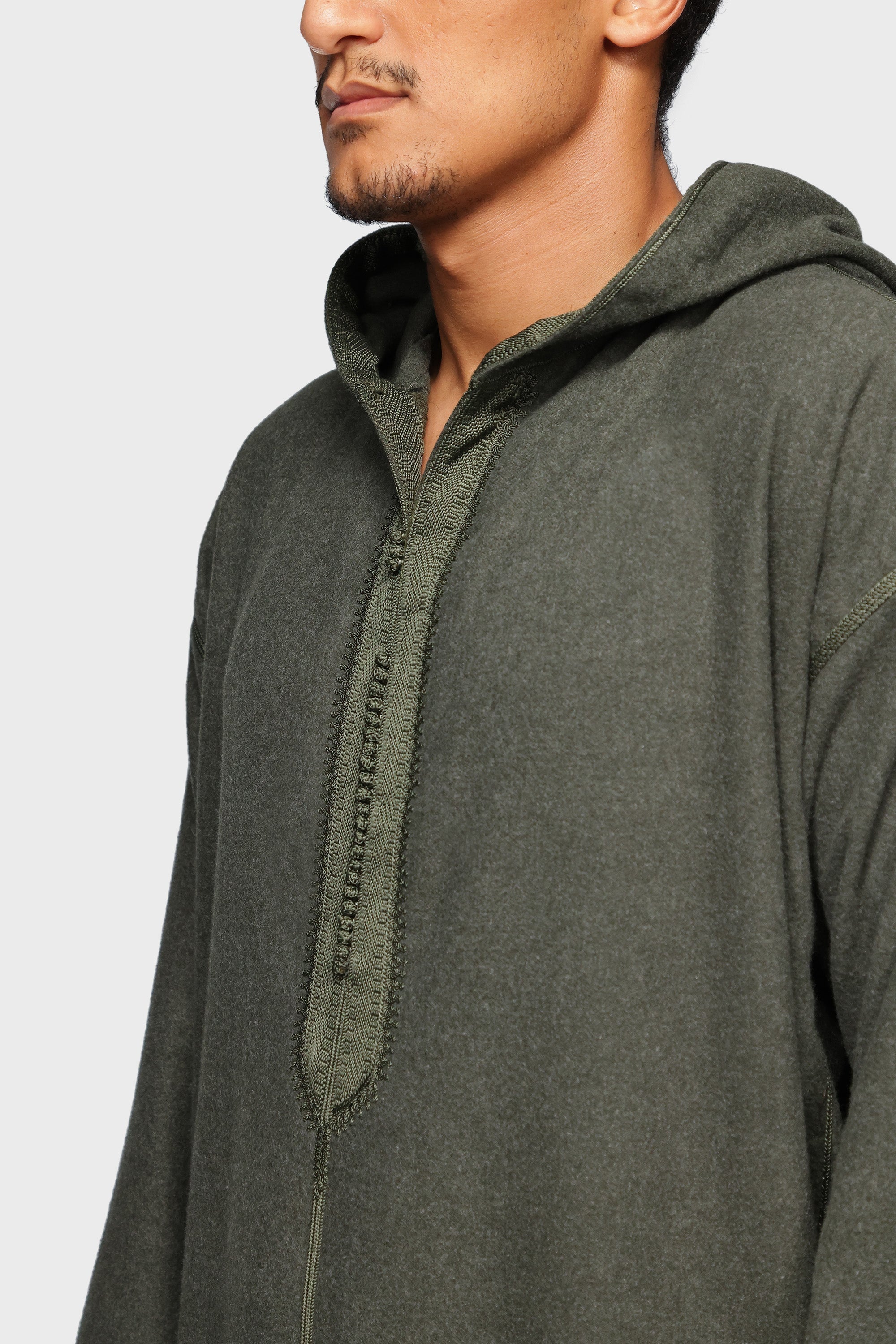 Liverpool Hooded Moroccan Thobe - Dark Green Mens Veiled