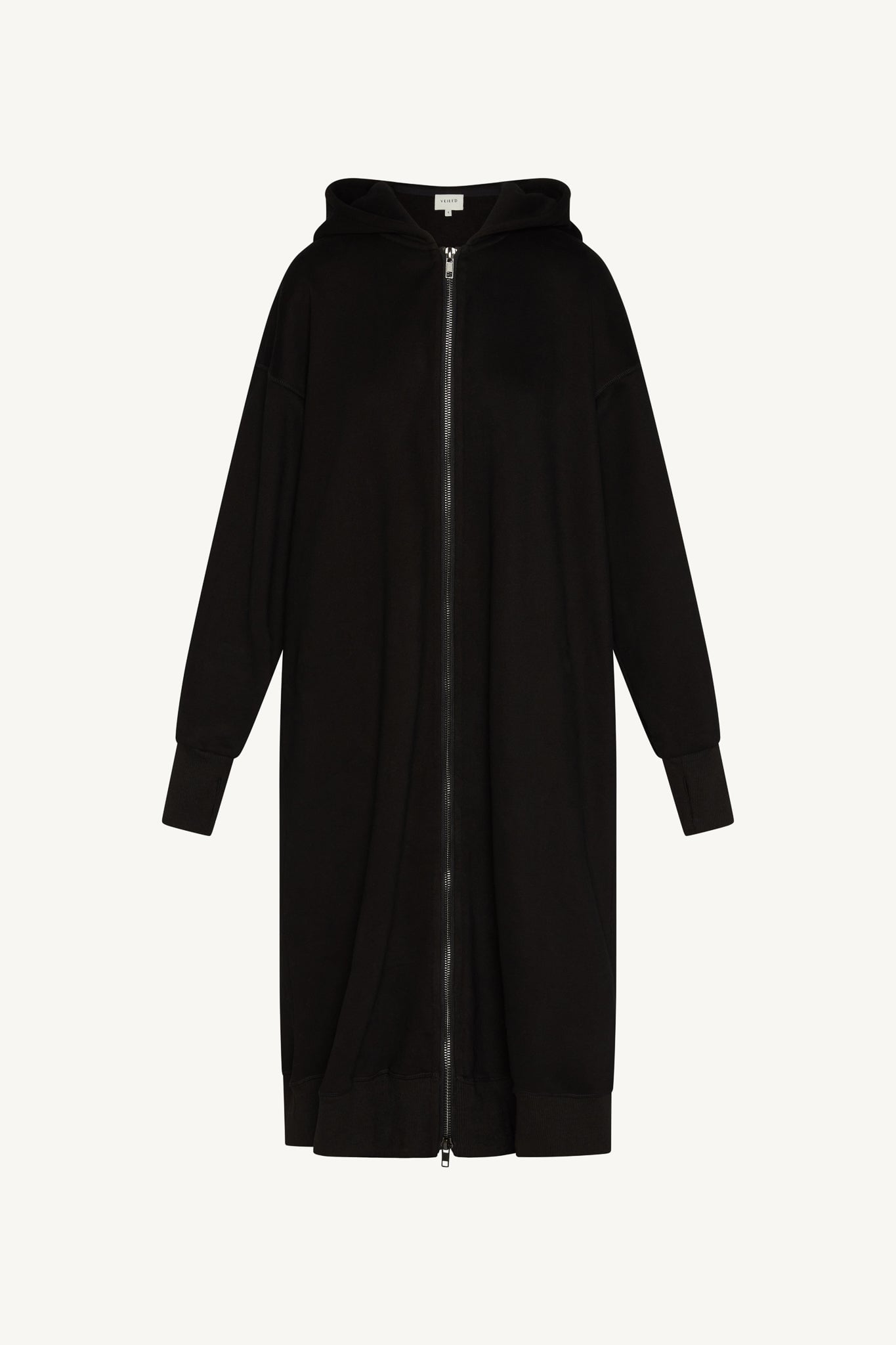 Longline Hooded Zip Sweatshirt - Black Abayas Veiled