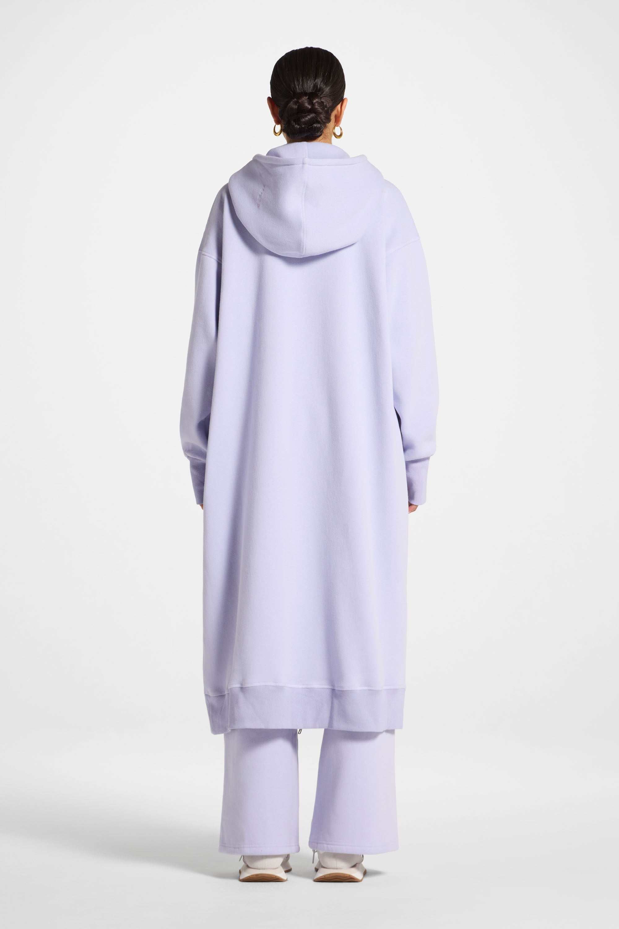Longline Hooded Zip Sweatshirt - Lavender Abayas Veiled