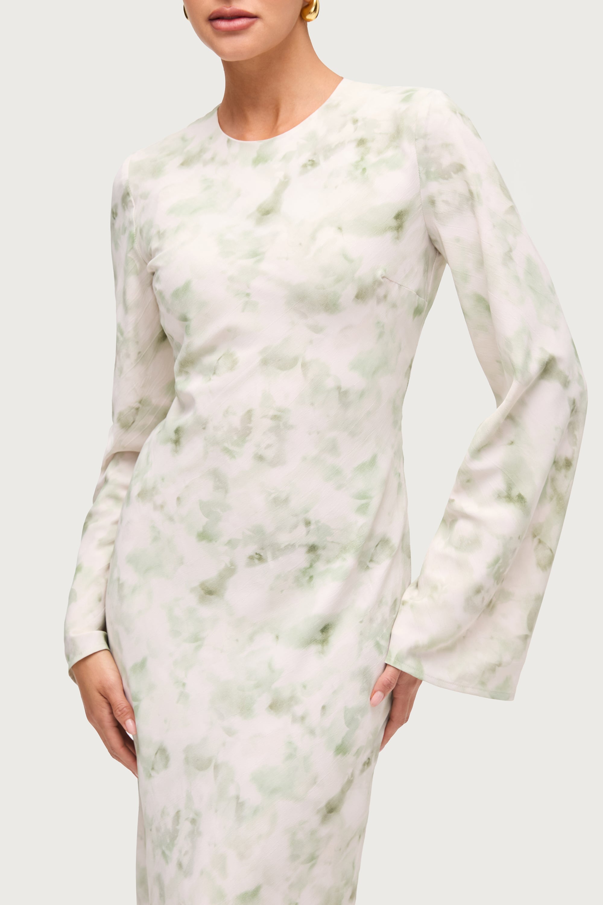 Lujain Printed Maxi Dress - Sage Watercolor Dresses Veiled