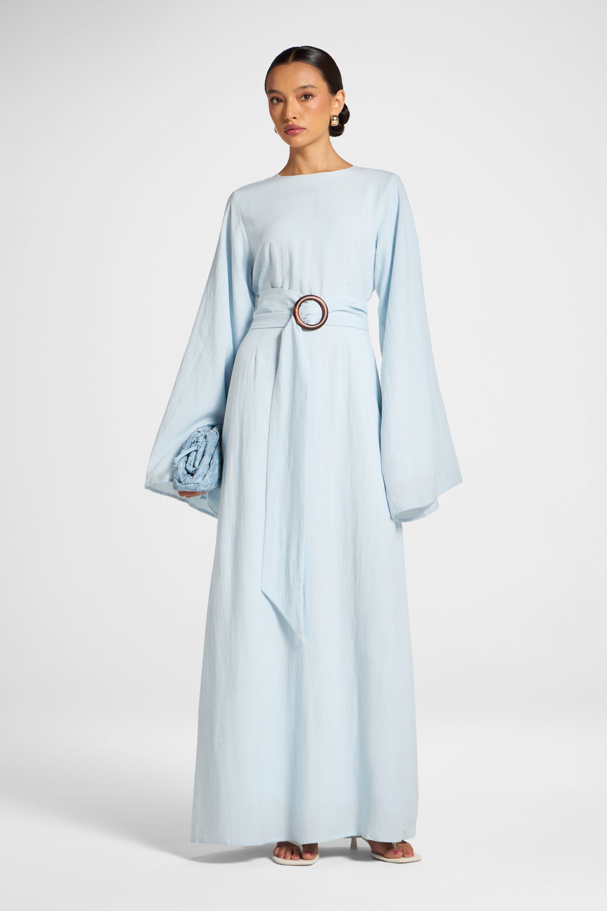 Lyocell Linen Maxi Dress - Baby Blue Dress Veiled