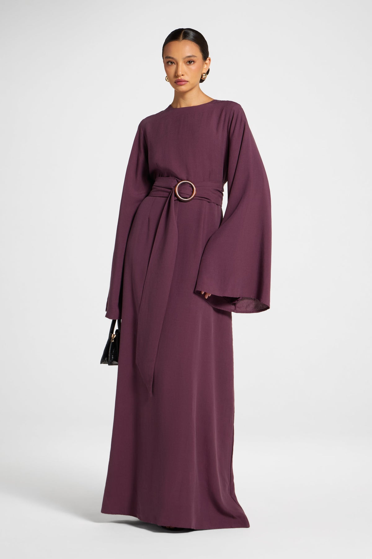 Lyocell Linen Maxi Dress - Black Plum Dress Veiled
