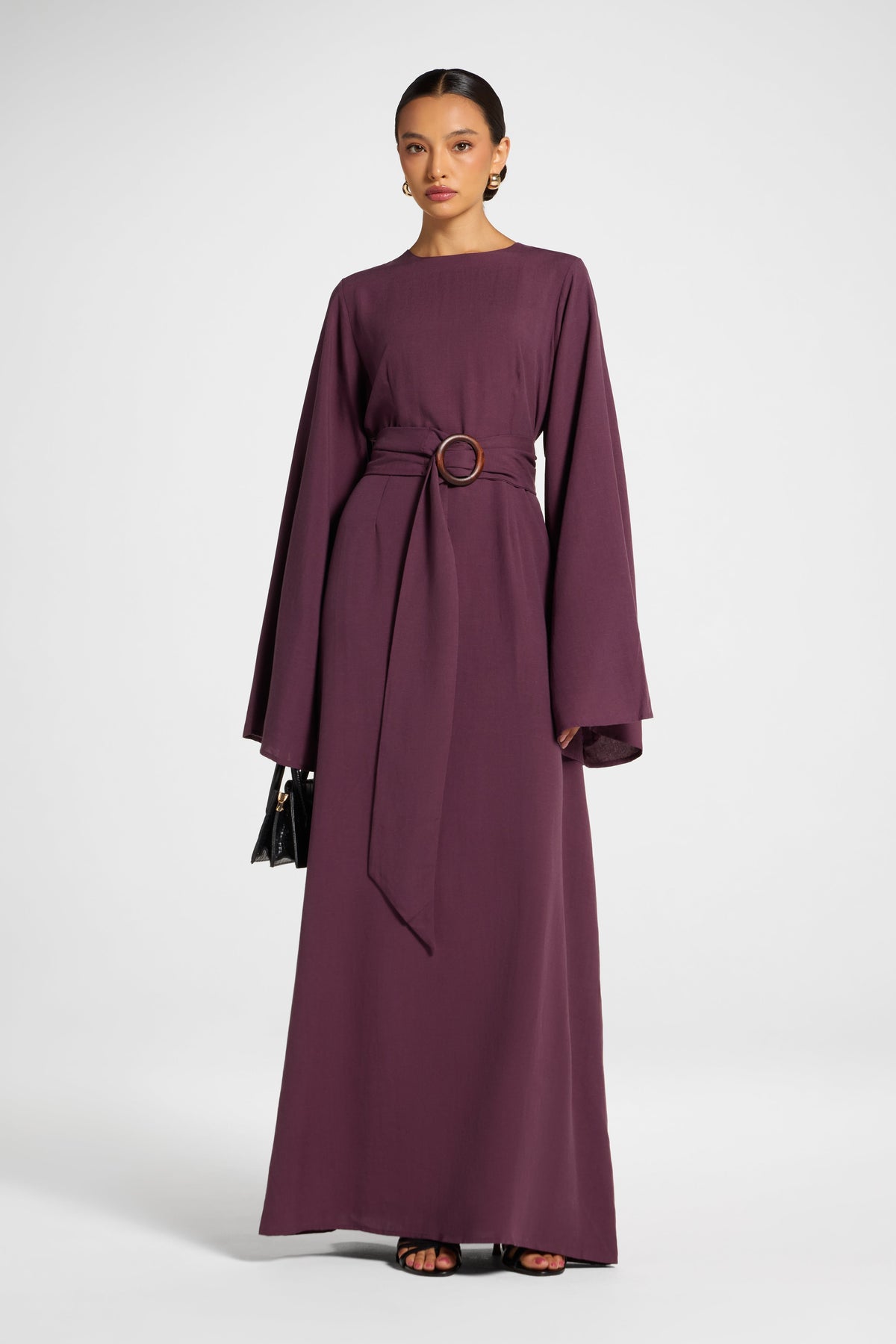 Lyocell Linen Maxi Dress - Black Plum Dress Veiled