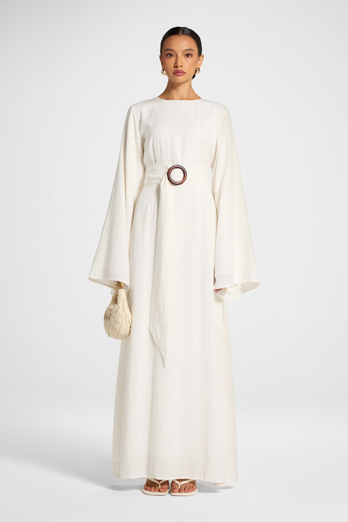 Lyocell Linen Maxi Dress - Heathered White Dress Veiled