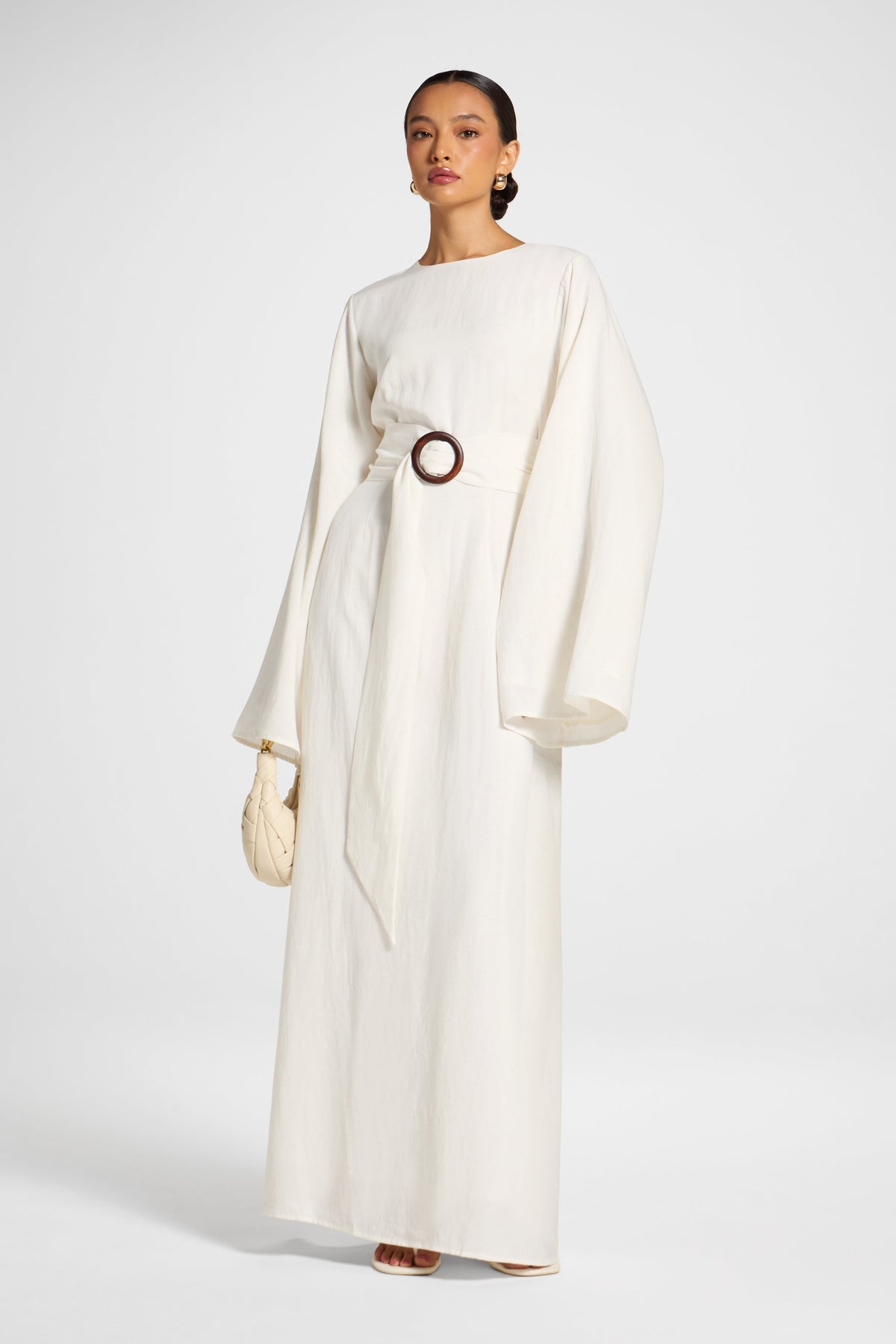 Lyocell Linen Maxi Dress - Heathered White Dress Veiled