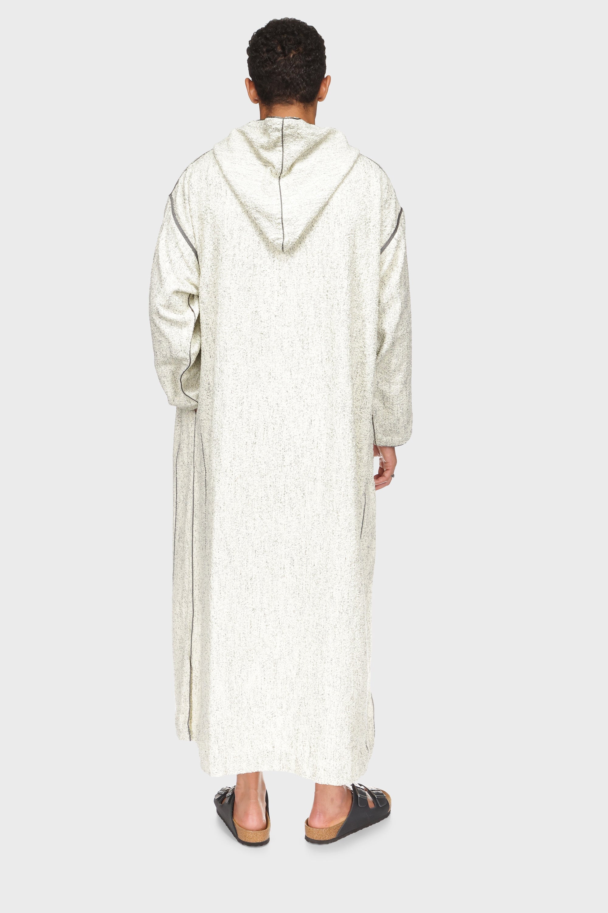 Madrid Hooded Wool Moroccan Thobe - Grey Heather Mens Veiled