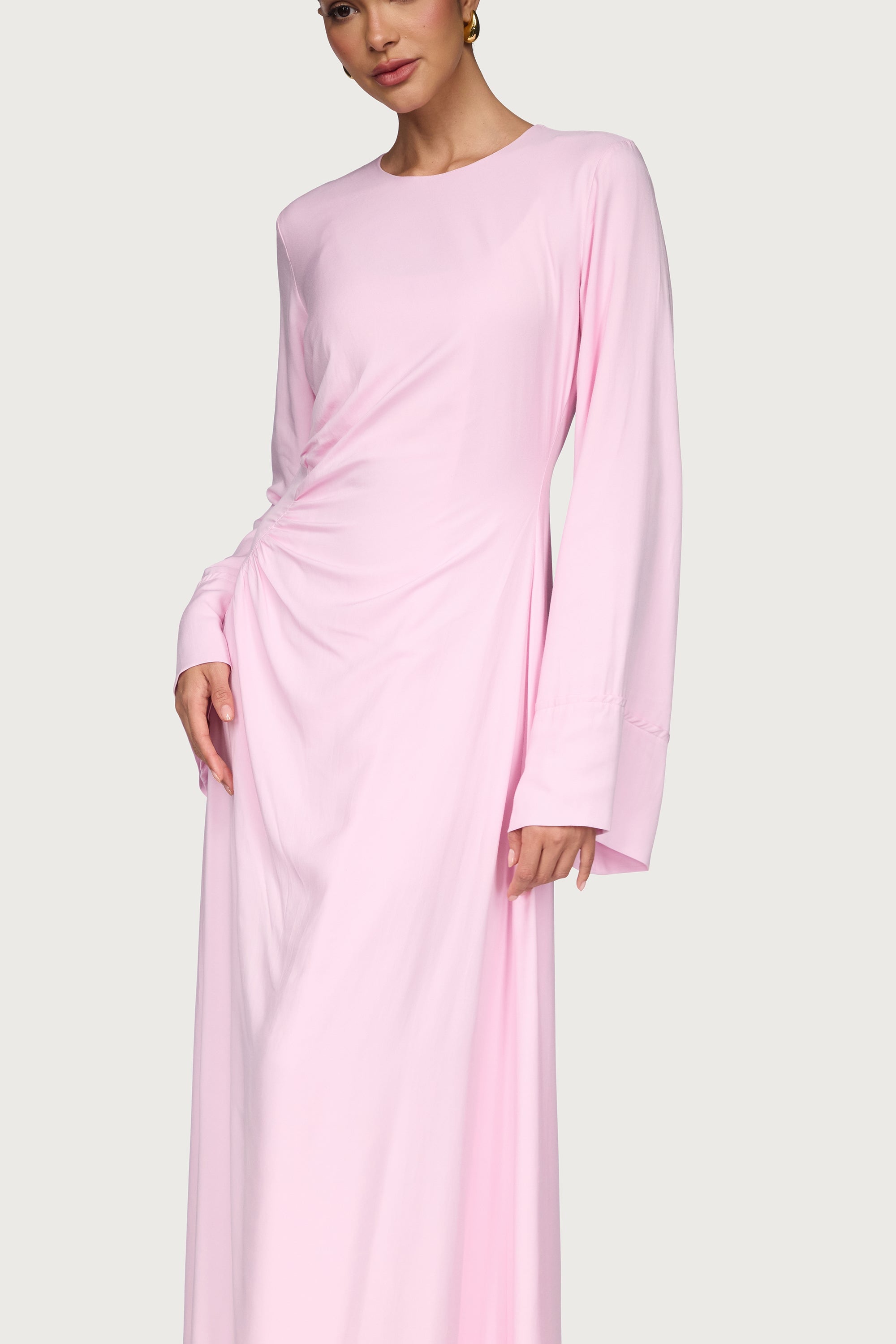 Mais Asymmetric Maxi Dress - Pastel Pink Dresses Veiled