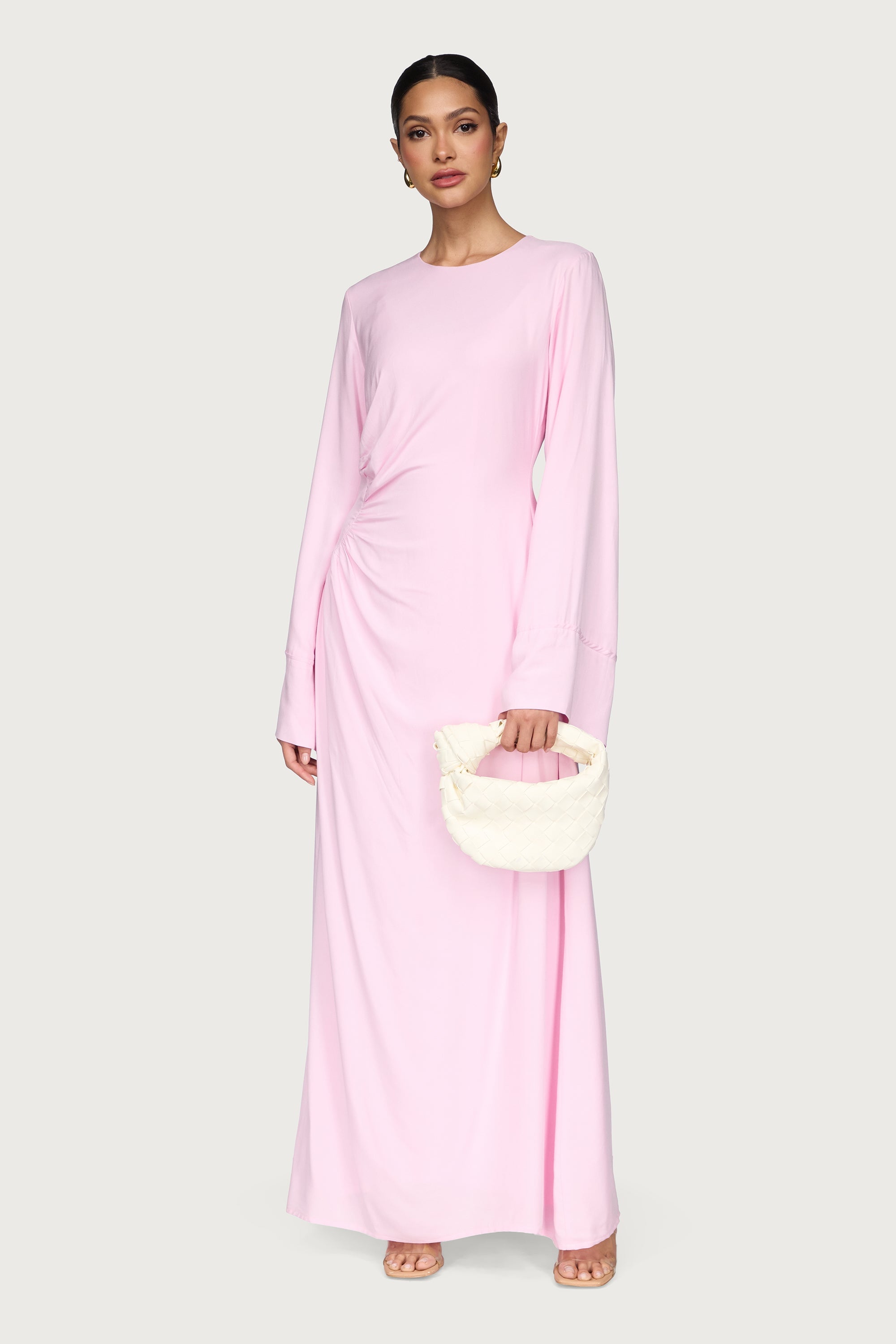 Mais Asymmetric Maxi Dress - Pastel Pink Dresses Veiled