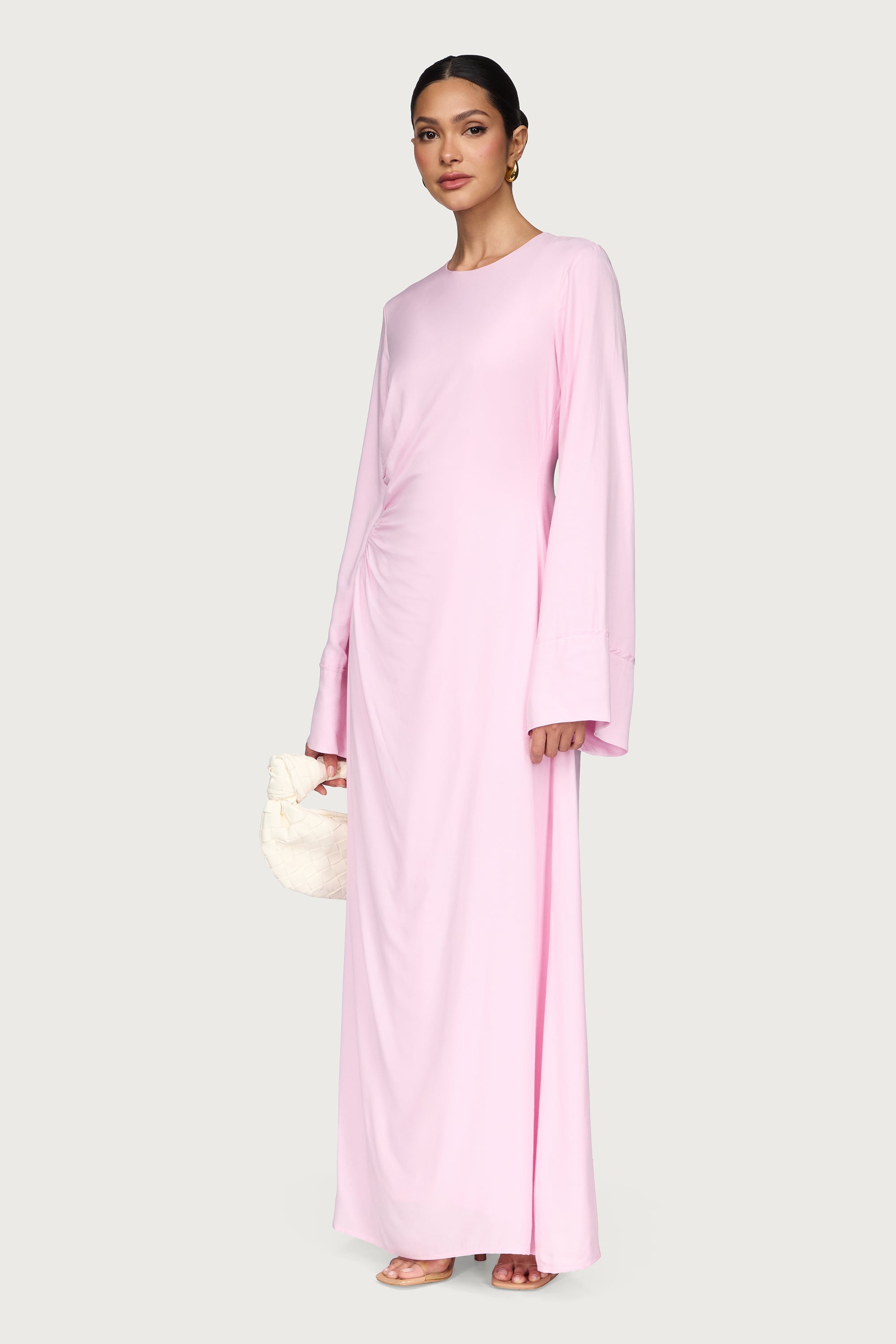 Mais Asymmetric Maxi Dress - Pastel Pink Dresses Veiled