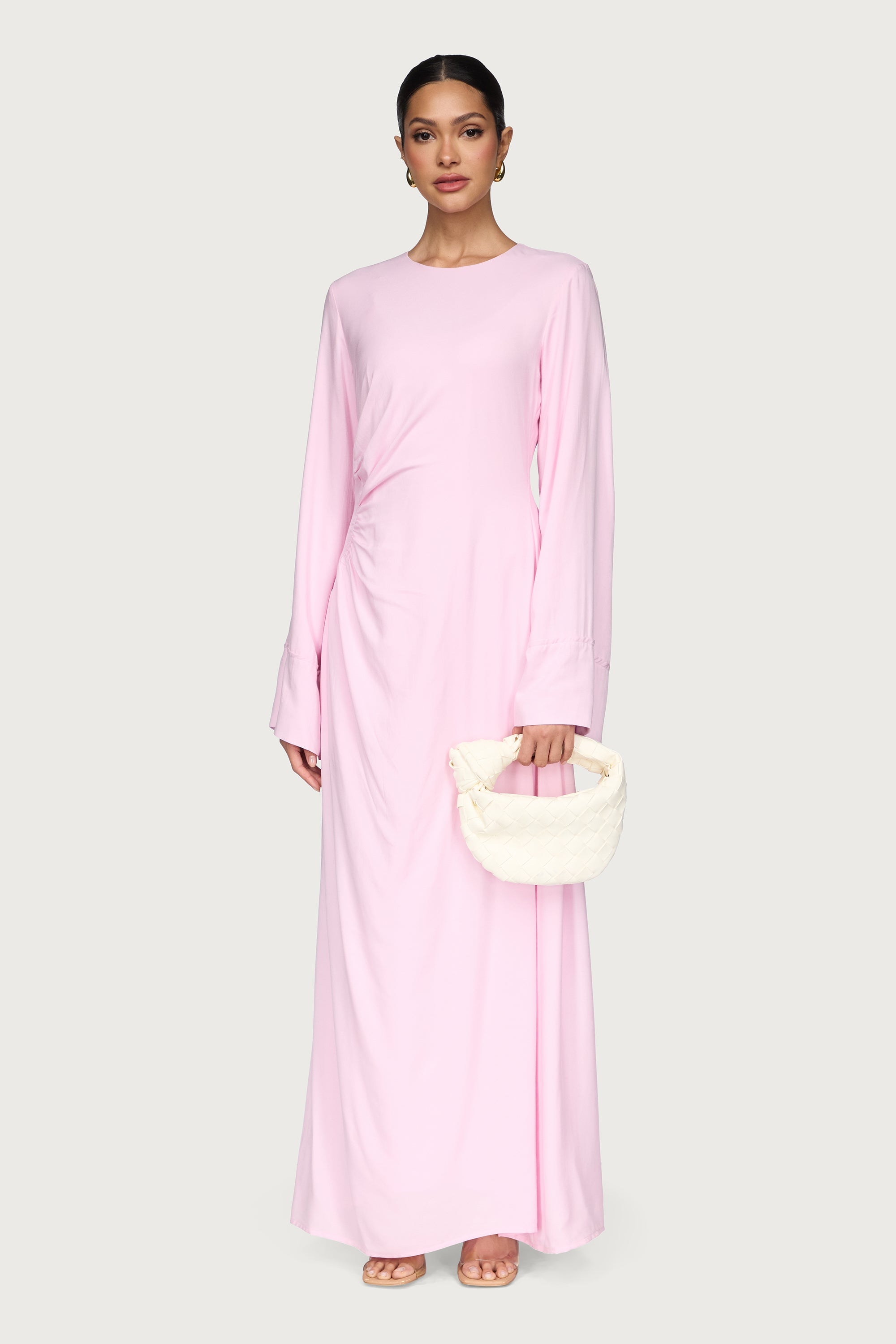 Mais Asymmetric Maxi Dress - Pastel Pink Dresses Veiled