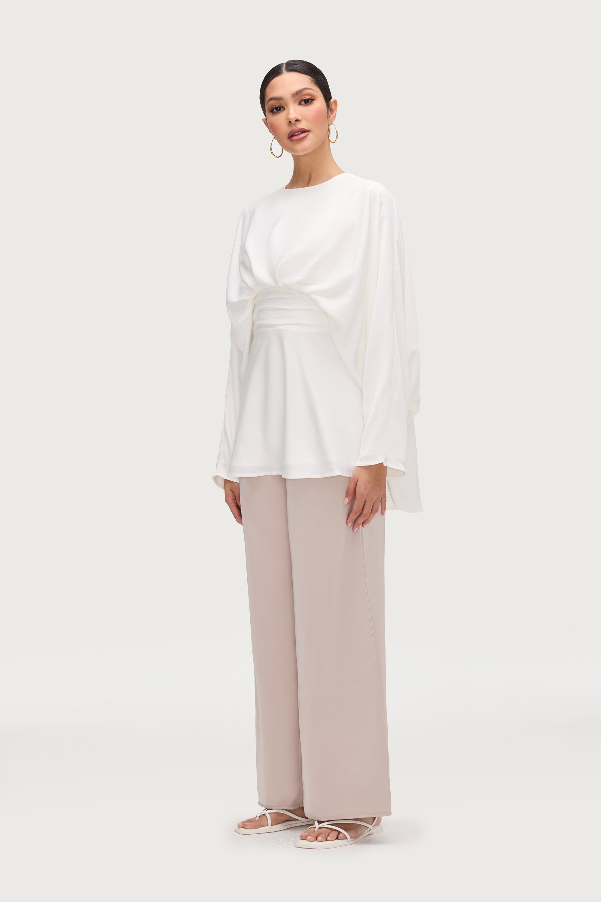 Maleeka Drape Top - White Tops Veiled Collection