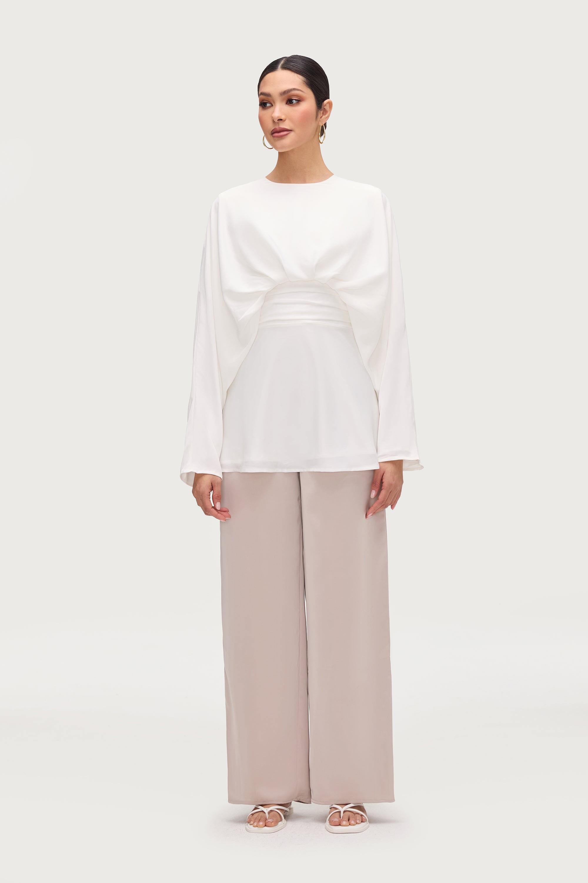 Maleeka Drape Top - White Tops Veiled Collection