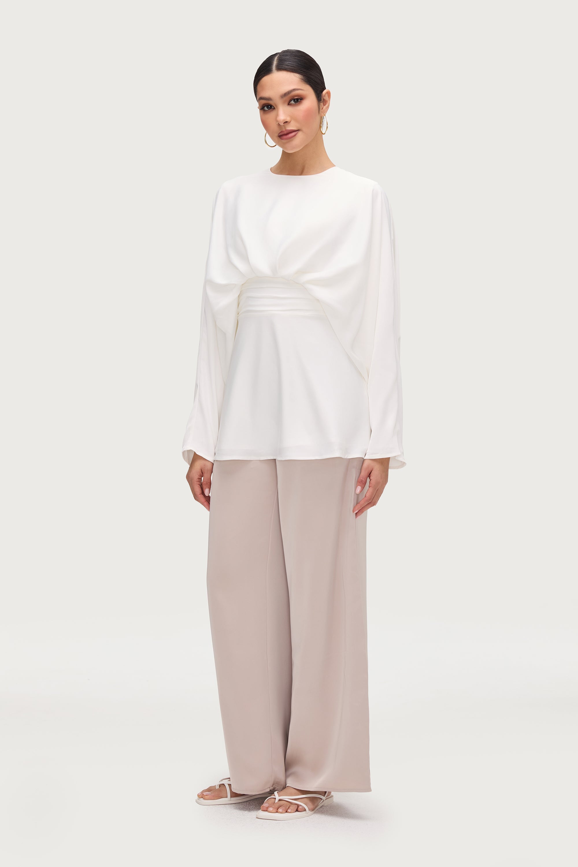 Maleeka Drape Top - White Tops Veiled Collection