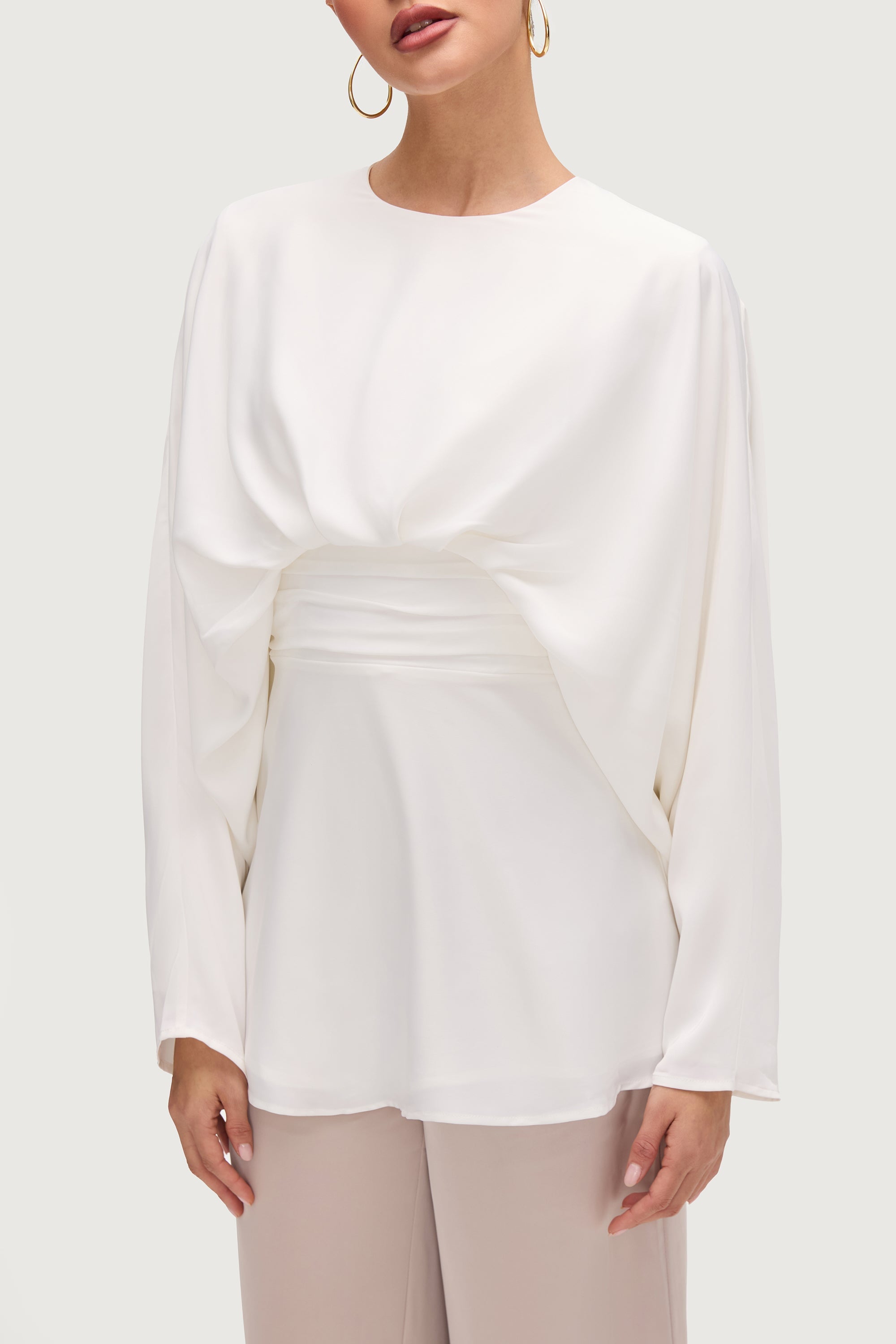 Maleeka Drape Top - White Tops Veiled Collection