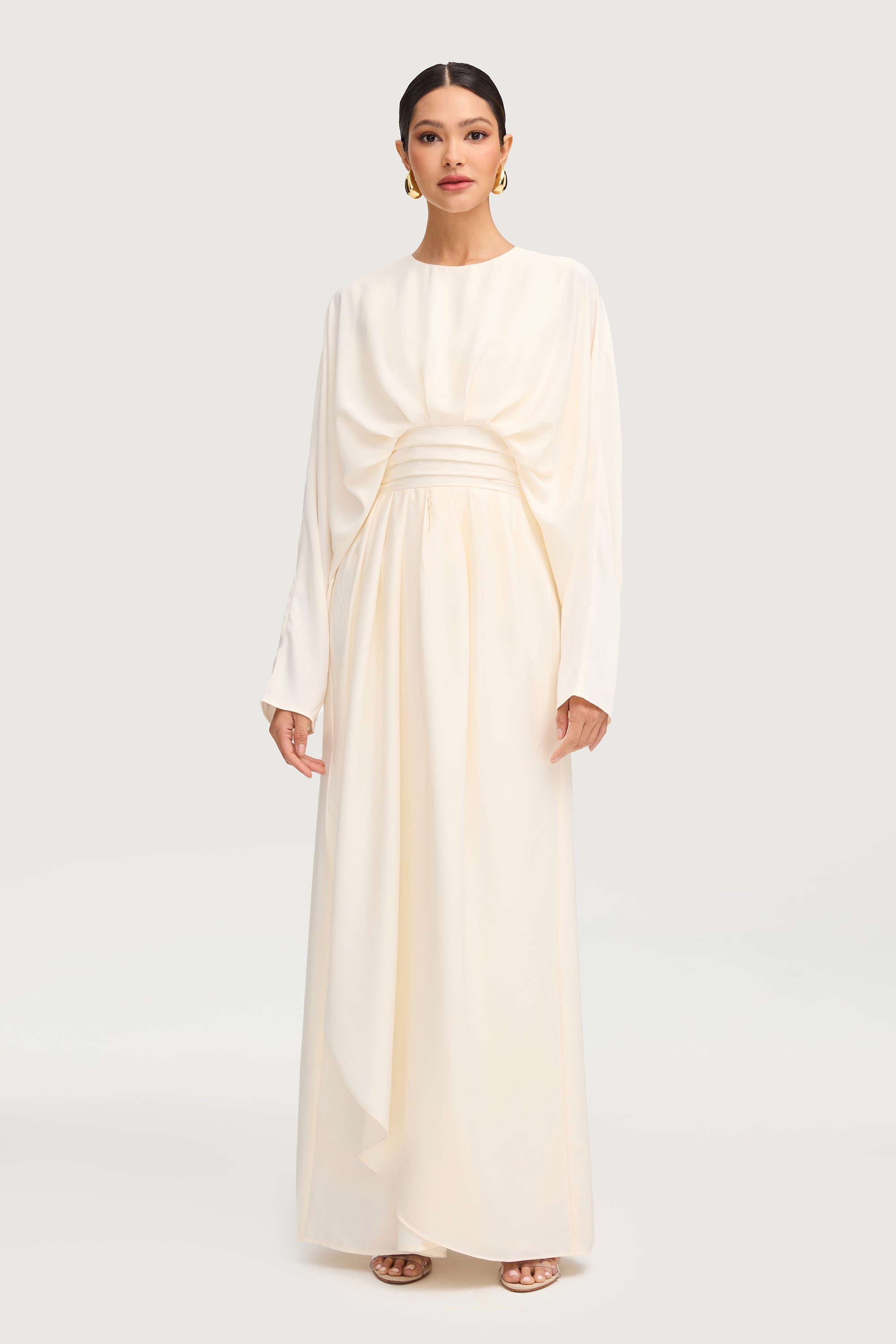 Maleeka Satin Drape Maxi Dress - Moonlight Dresses Veiled