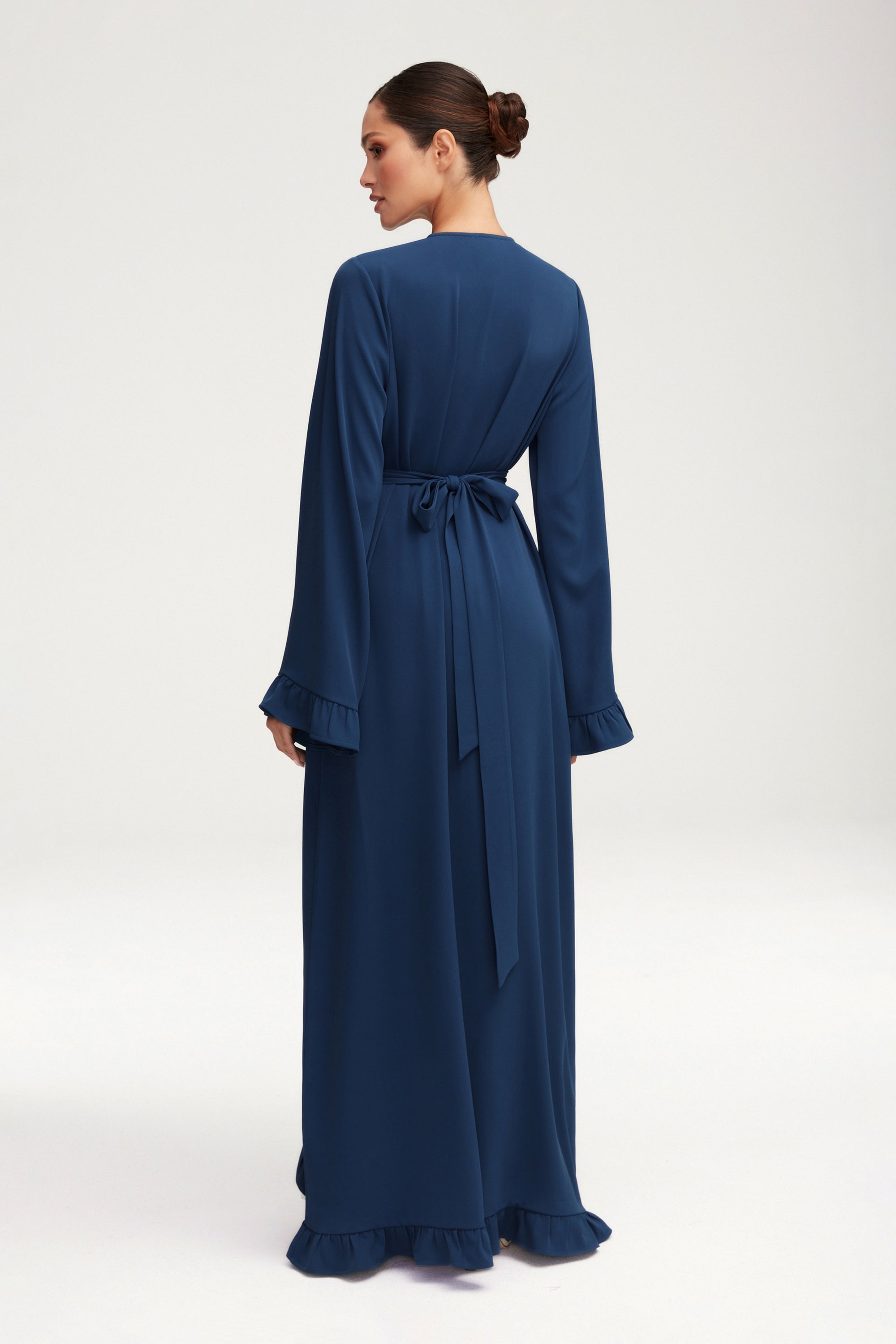 Mariam Ruffle Open Abaya - Midnight Blue Clothing epschoolboard 