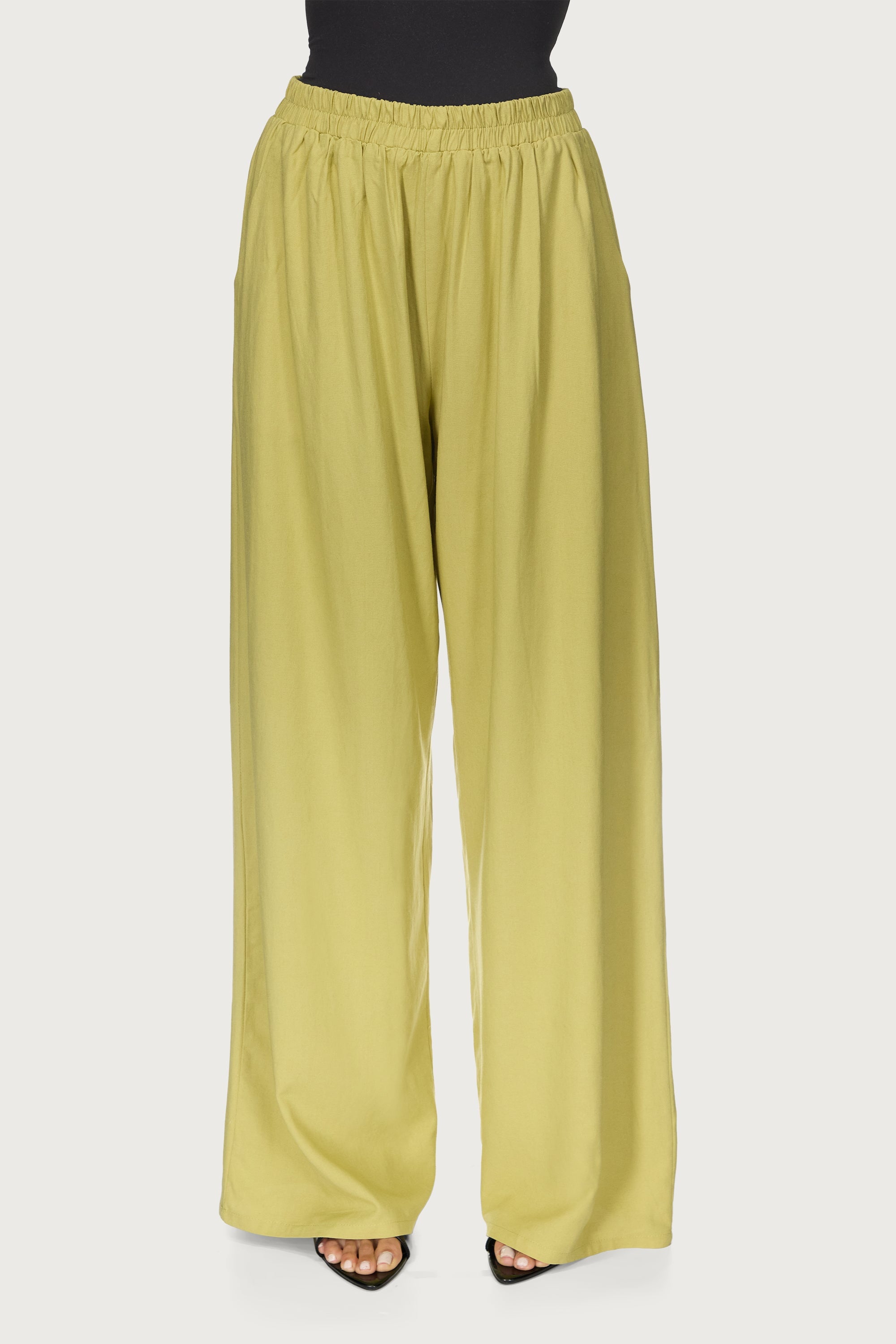 Maya Linen Matching Top & Pants Set - Citron Abayas Veiled