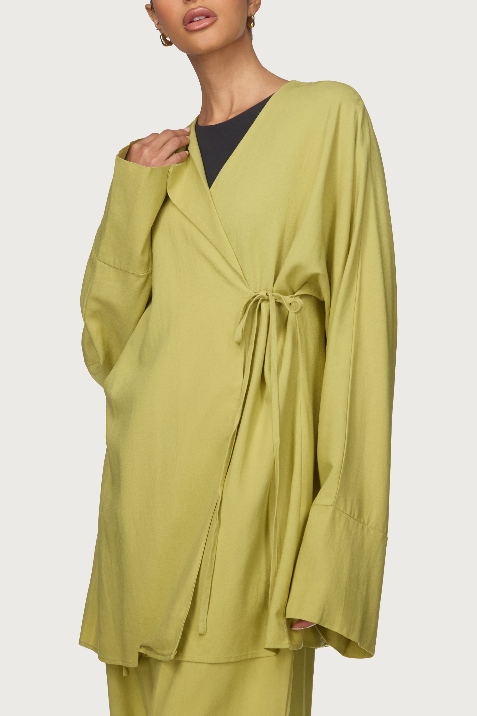Maya Linen Matching Top & Pants Set - Citron Abayas Veiled
