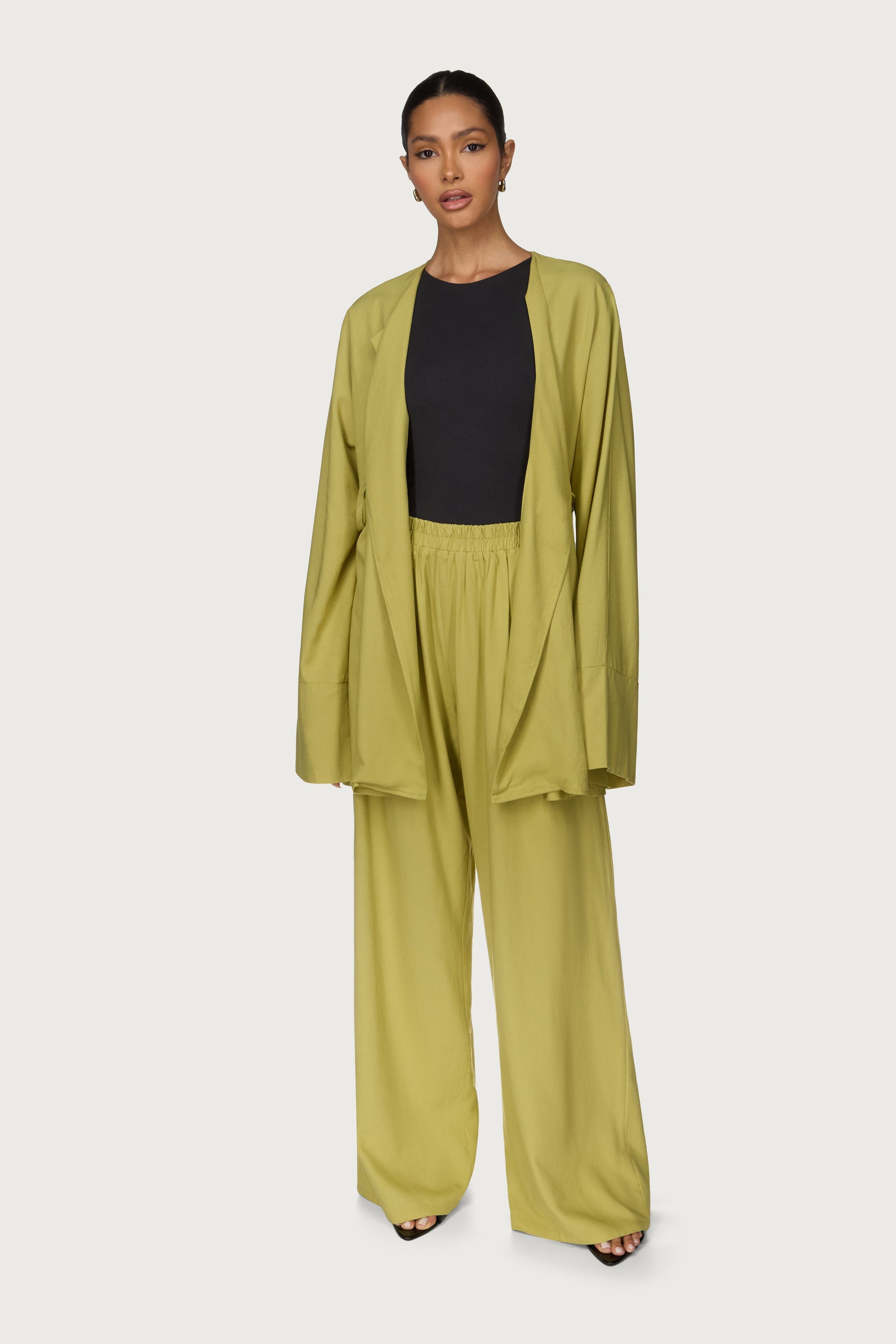 Maya Linen Matching Top & Pants Set - Citron Abayas Veiled