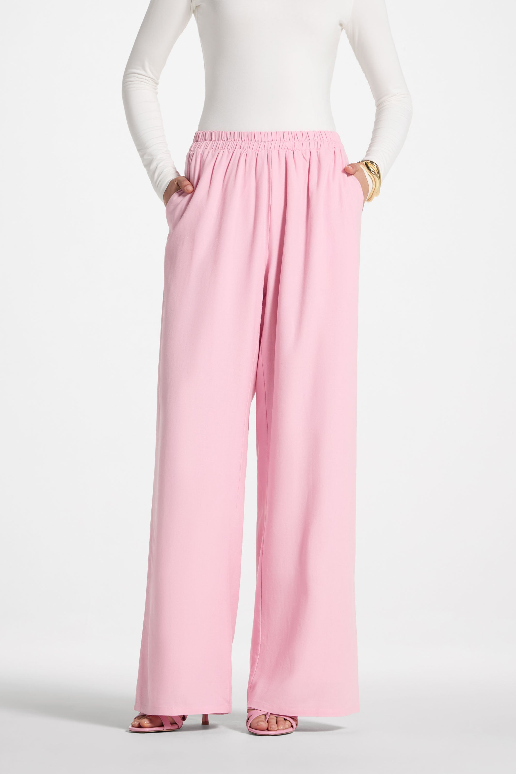Maya Linen Matching Top & Pants Set - Summer Pink Abayas Veiled