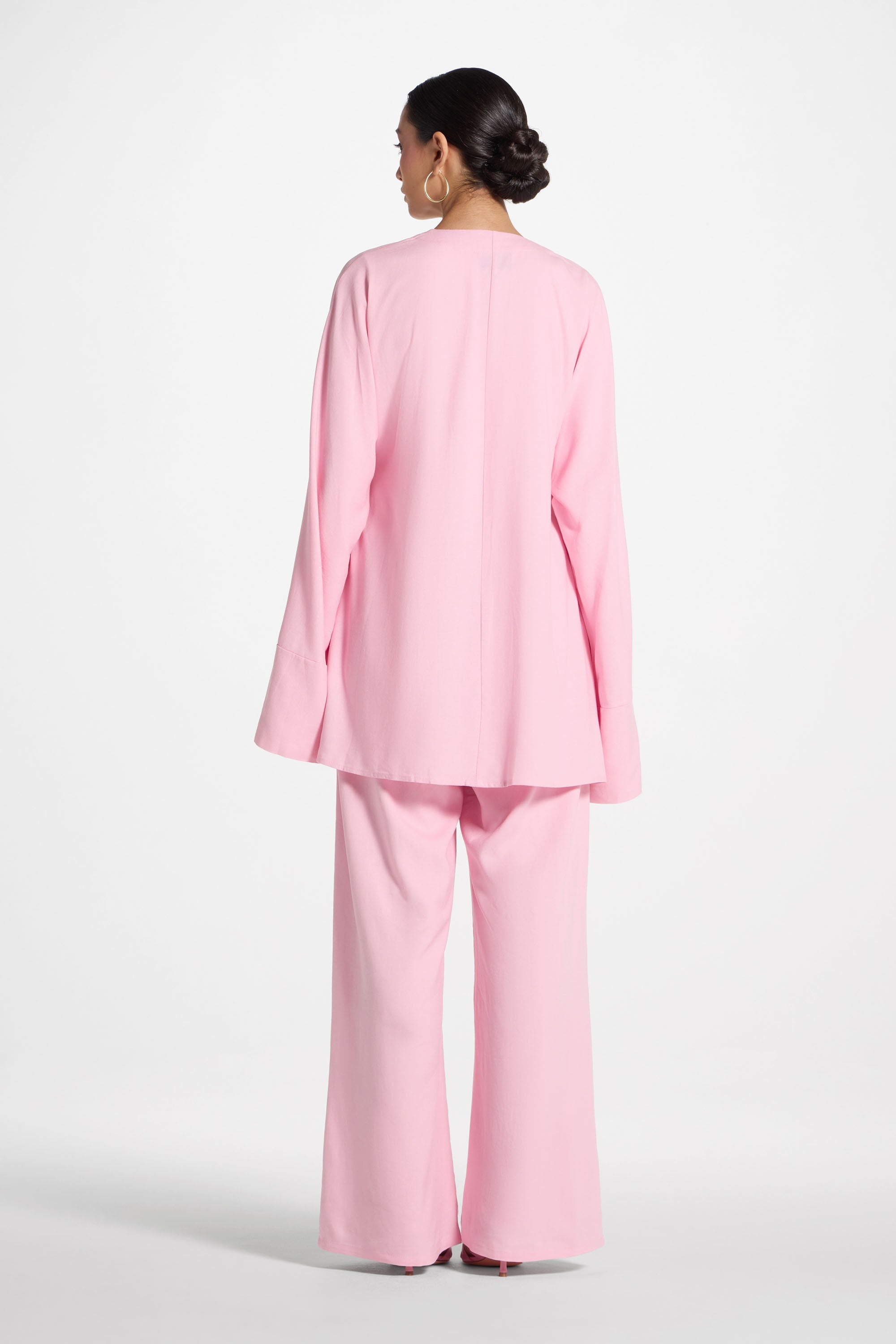 Maya Linen Matching Top & Pants Set - Summer Pink Abayas Veiled
